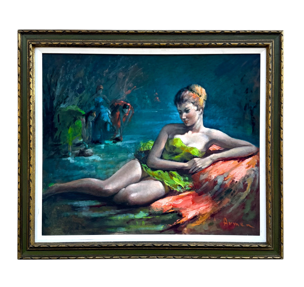 Massis Armen Bahador (Armenian, 1910–1999) – Reclining Figure by the Water Oil on Canvas