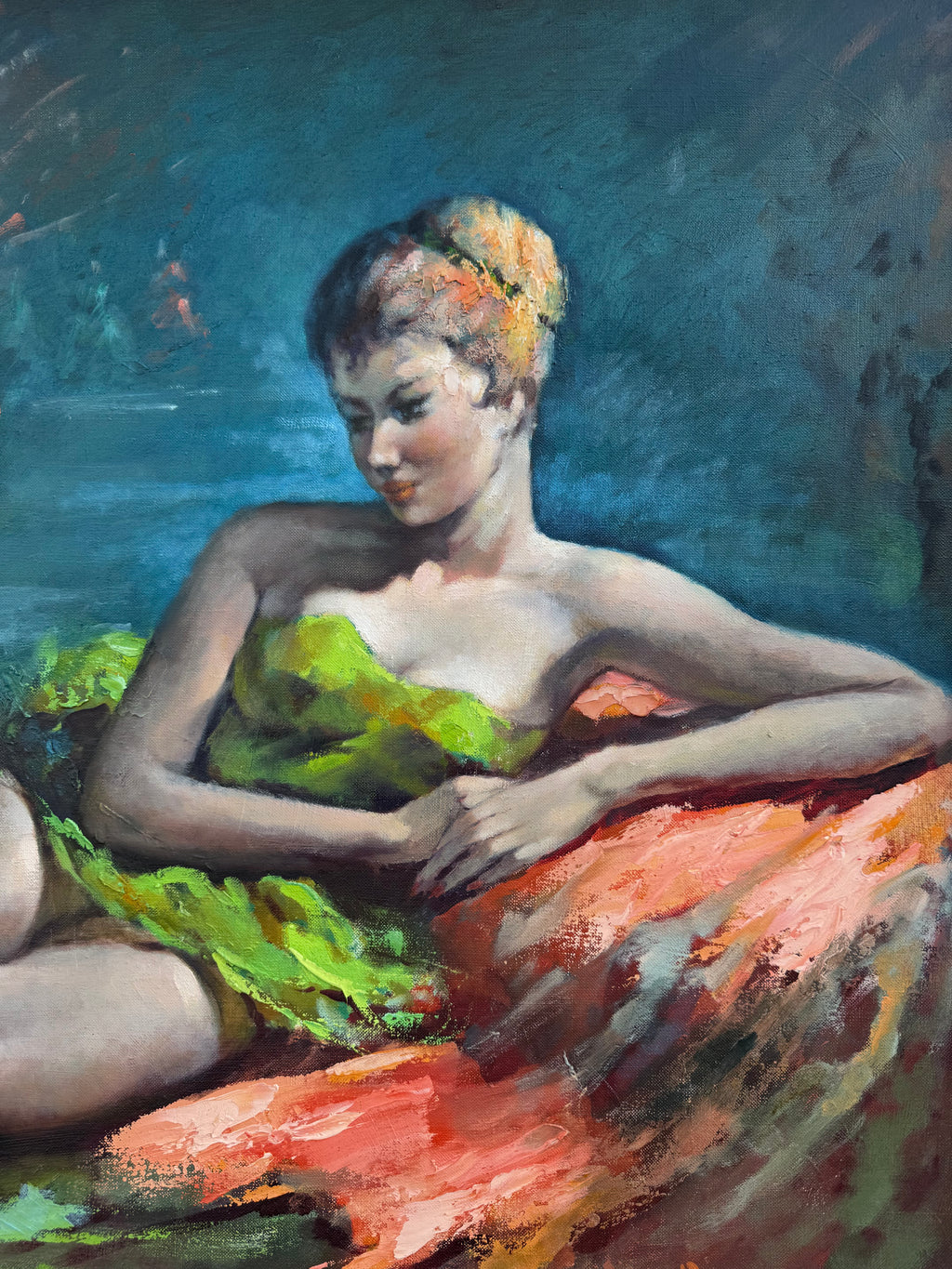 Massis Armen Bahador (Armenian, 1910–1999) – Reclining Figure by the Water Oil on Canvas