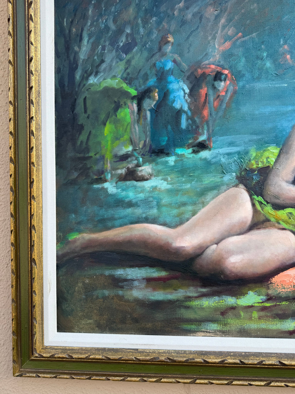 Massis Armen Bahador (Armenian, 1910–1999) – Reclining Figure by the Water Oil on Canvas