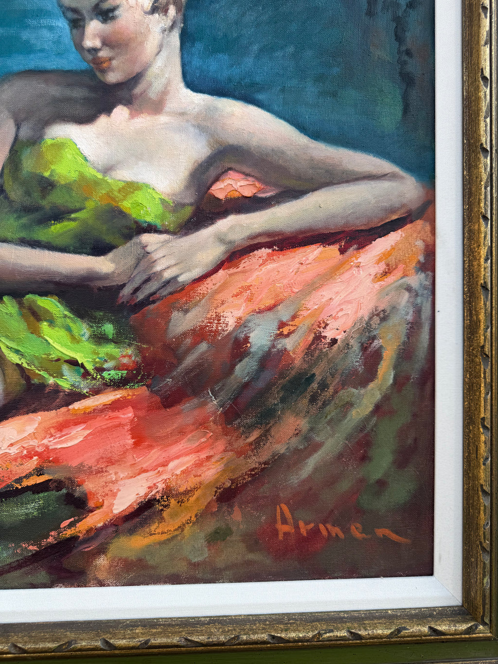 Massis Armen Bahador (Armenian, 1910–1999) – Reclining Figure by the Water Oil on Canvas