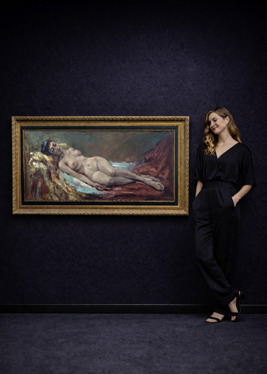 Massis Armen Bahador (Armenian, 1910–1999) Reclining Female, Oil on Canvas
