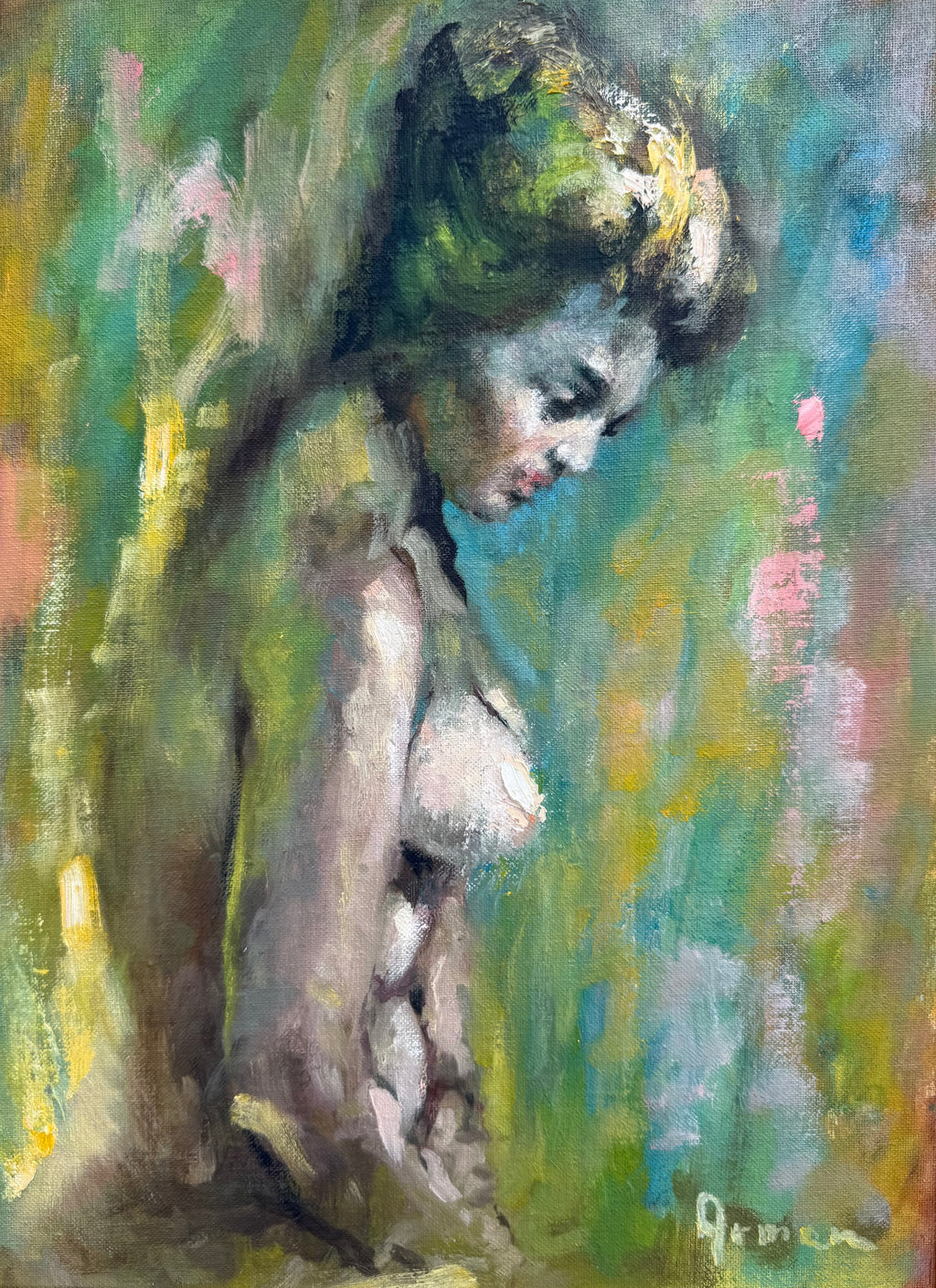 Massis Armen Bahador (Armenian, 1910–1999) Seated Female, Oil on Canvas