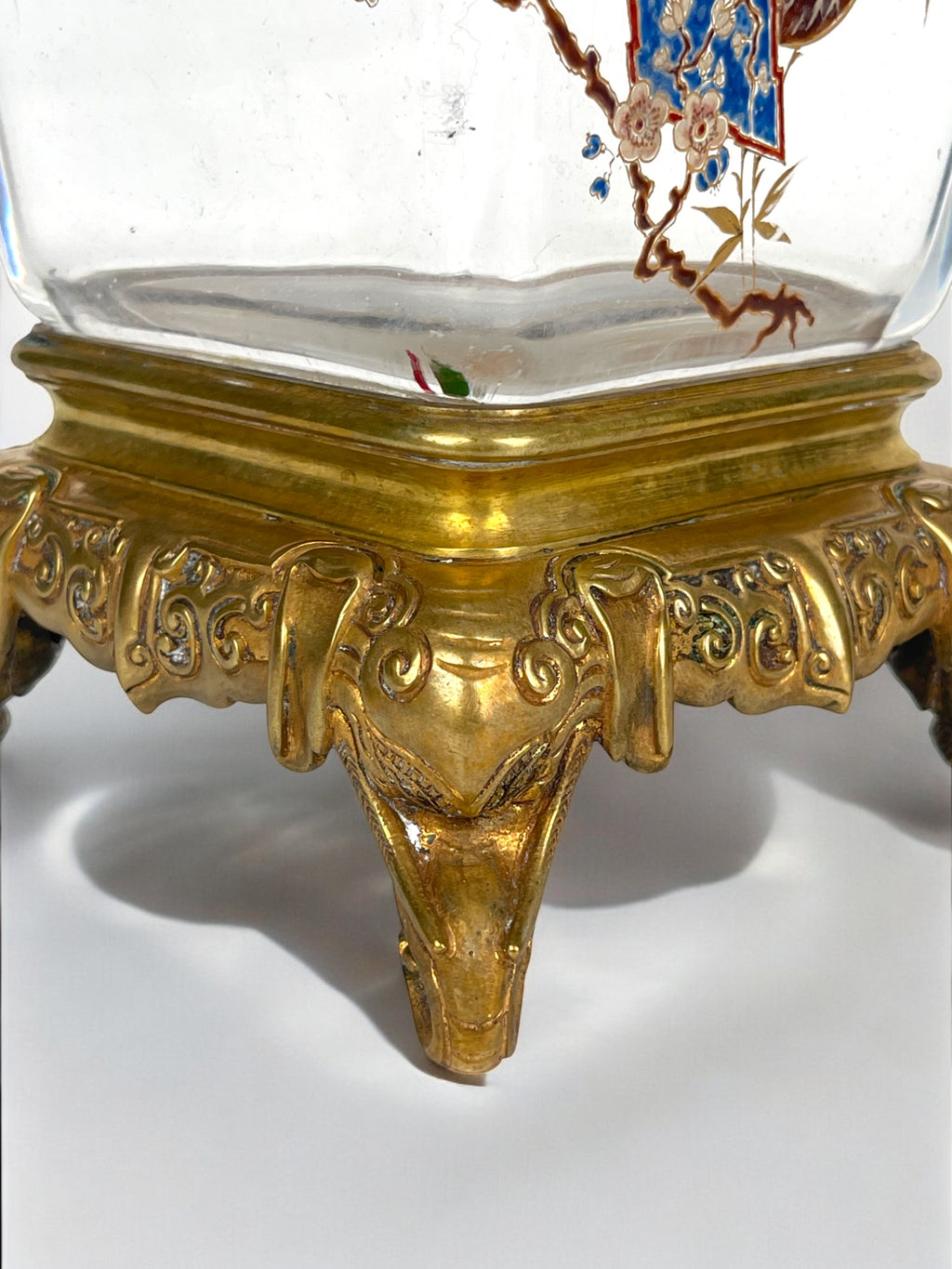 19th Century French Baccarat Chinoiserie Ormolu Mounted Enameled Glass Vase