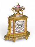 A Sevres Style Gilt Bronze & Pink Porcelain Mantel Clock, France, Circa 1880