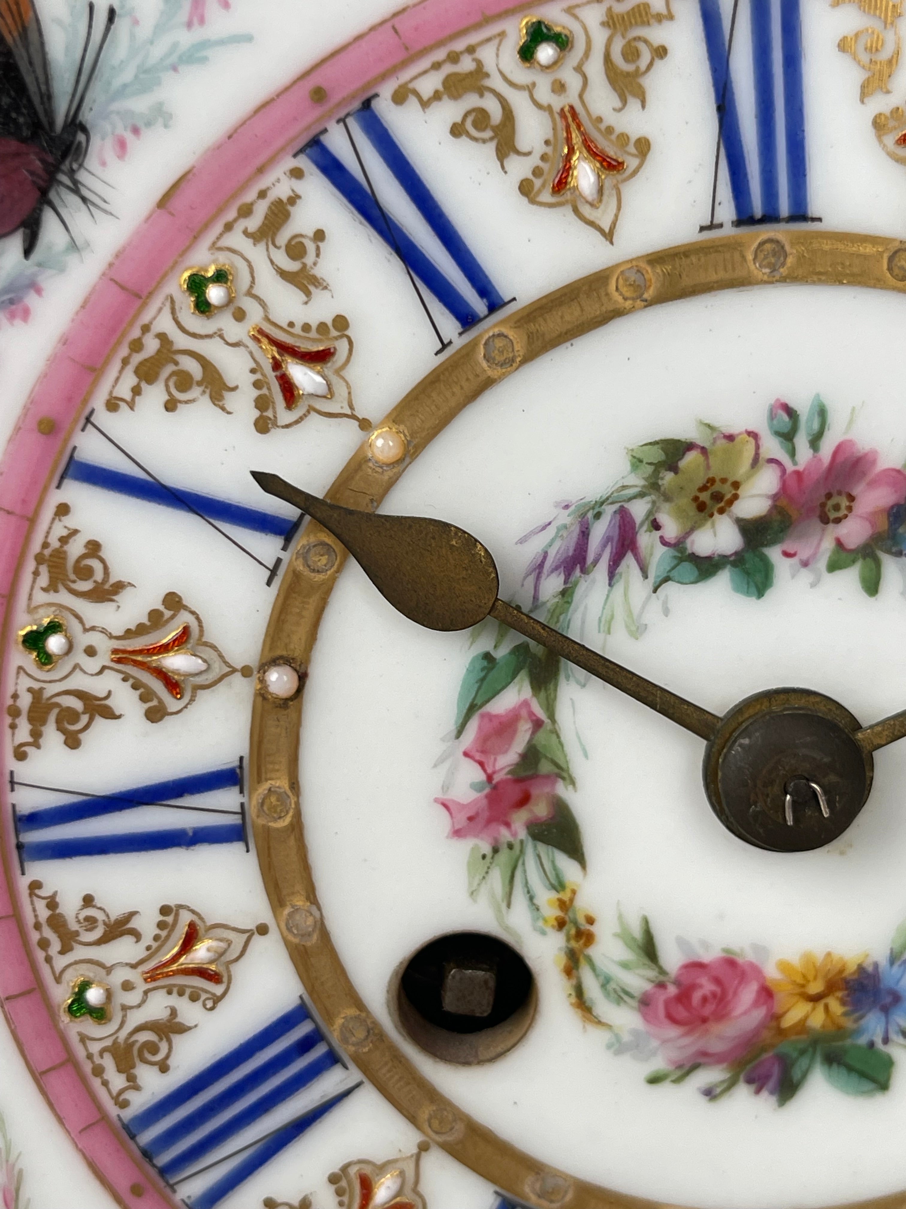 A Sevres Style Gilt Bronze & Pink Porcelain Mantel Clock, France, Circa 1880