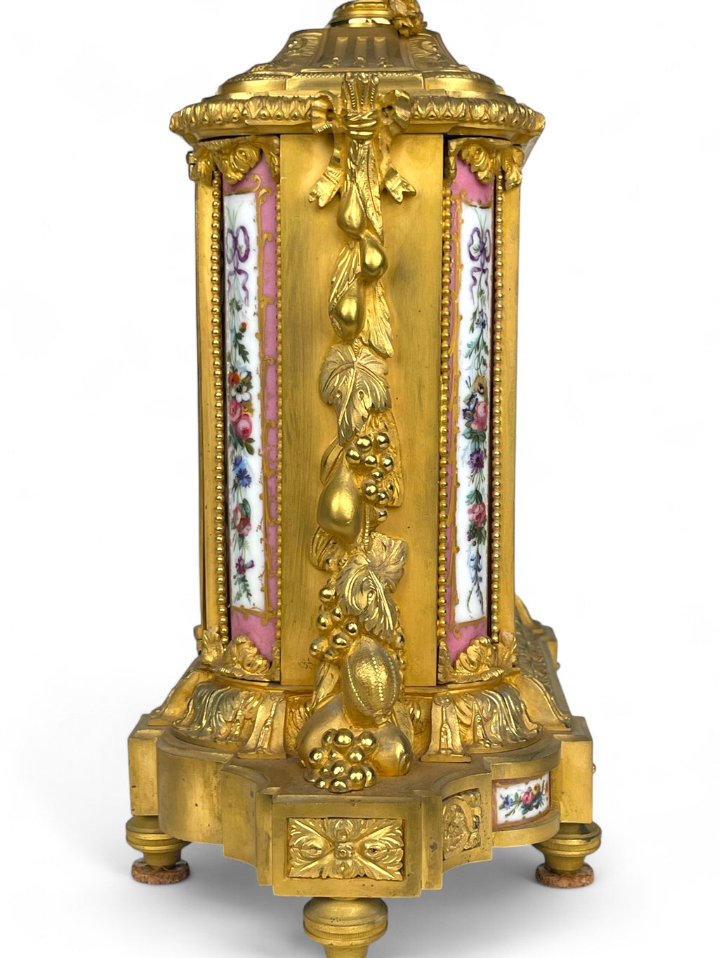 A Sevres Style Gilt Bronze & Pink Porcelain Mantel Clock, France, Circa 1880