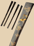 Set Of 4 Japanese Meiji Period Lacquered Hard Wood Scroll Holder
