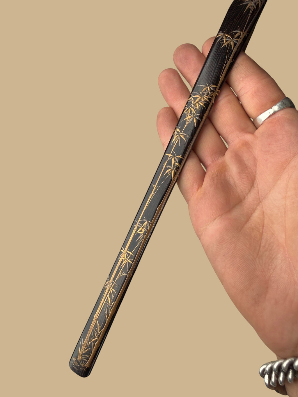 Set Of 4 Japanese Meiji Period Lacquered Hard Wood Scroll Holder