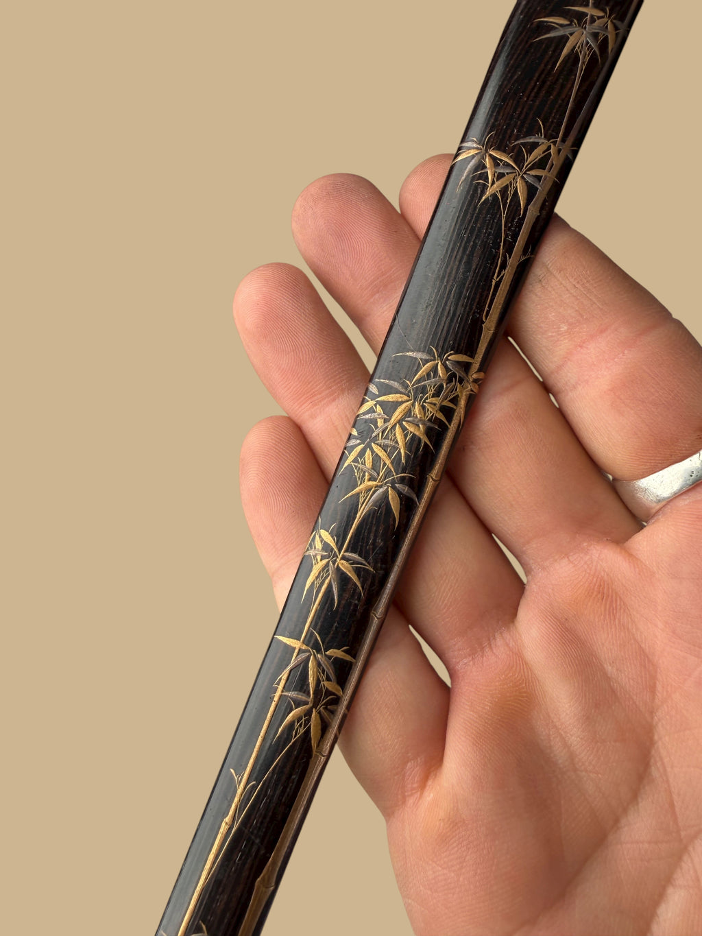 Set Of 4 Japanese Meiji Period Lacquered Hard Wood Scroll Holder