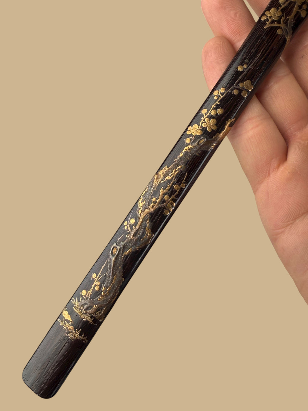 Set Of 4 Japanese Meiji Period Lacquered Hard Wood Scroll Holder