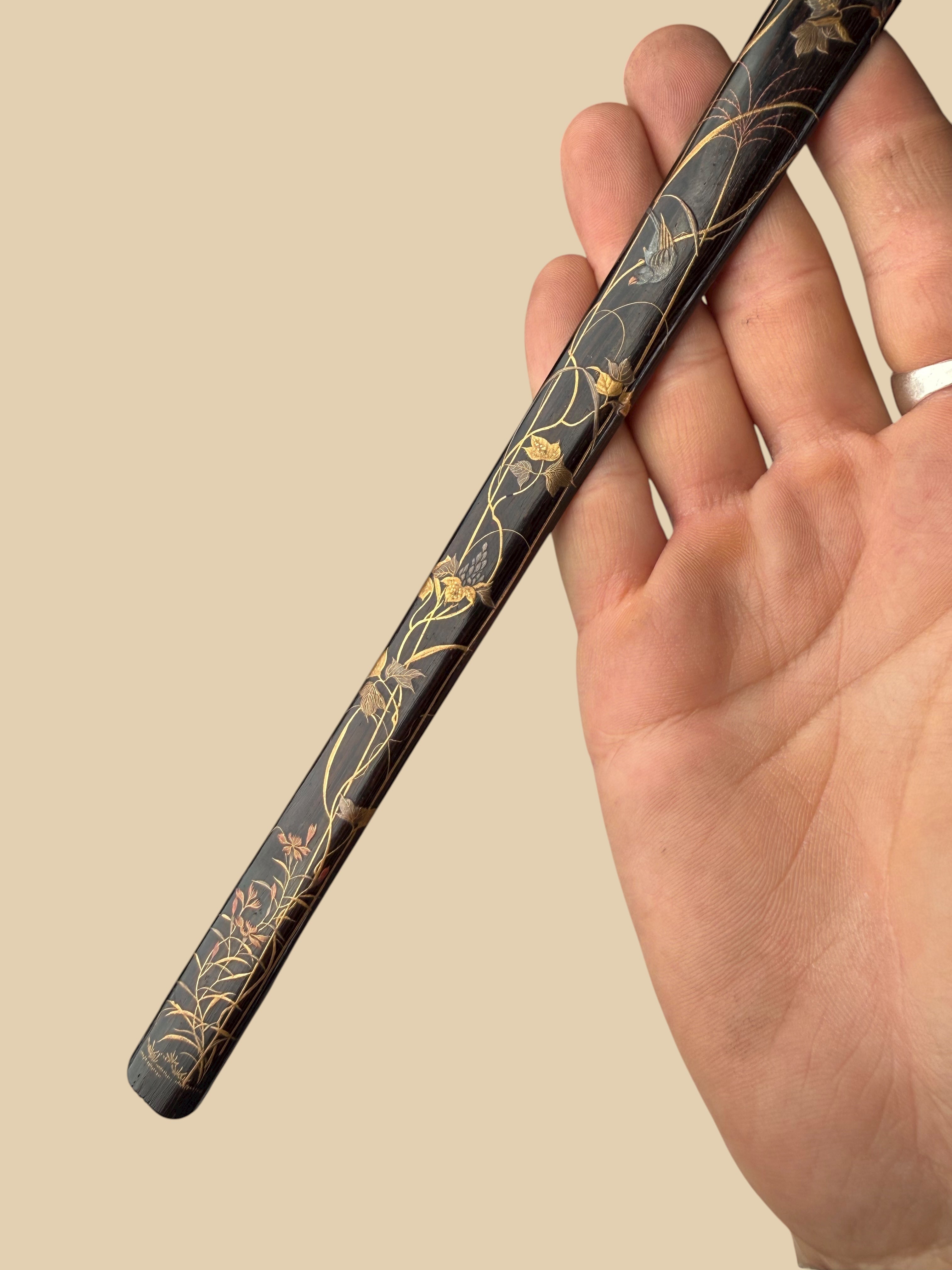 Set Of 4 Japanese Meiji Period Lacquered Hard Wood Scroll Holder