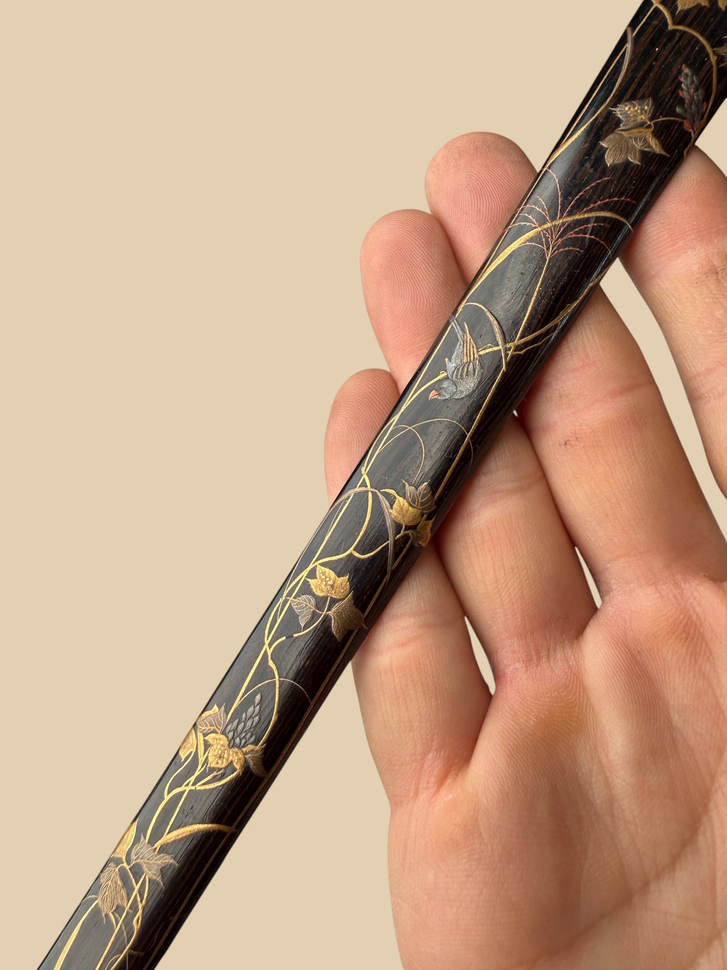 Set Of 4 Japanese Meiji Period Lacquered Hard Wood Scroll Holder