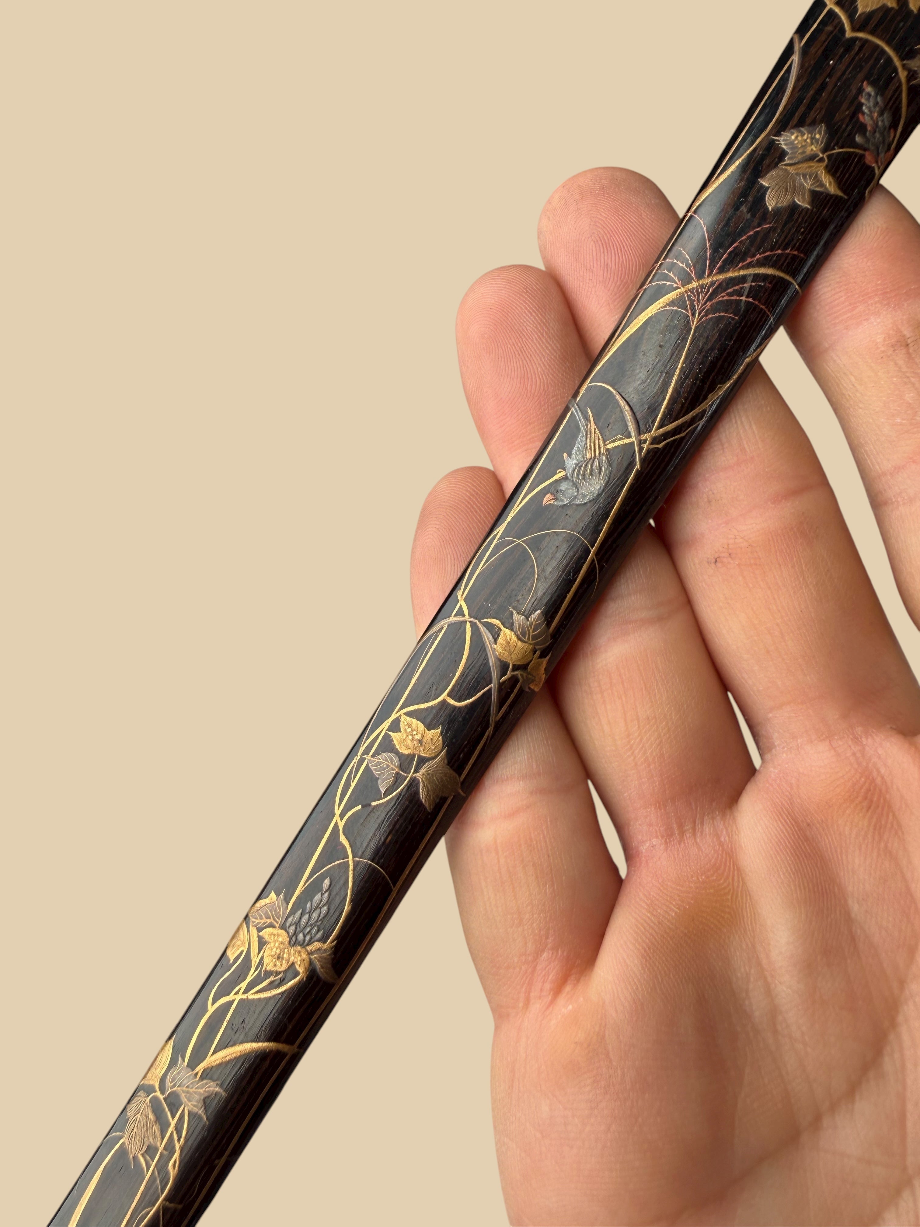 Set Of 4 Japanese Meiji Period Lacquered Hard Wood Scroll Holder