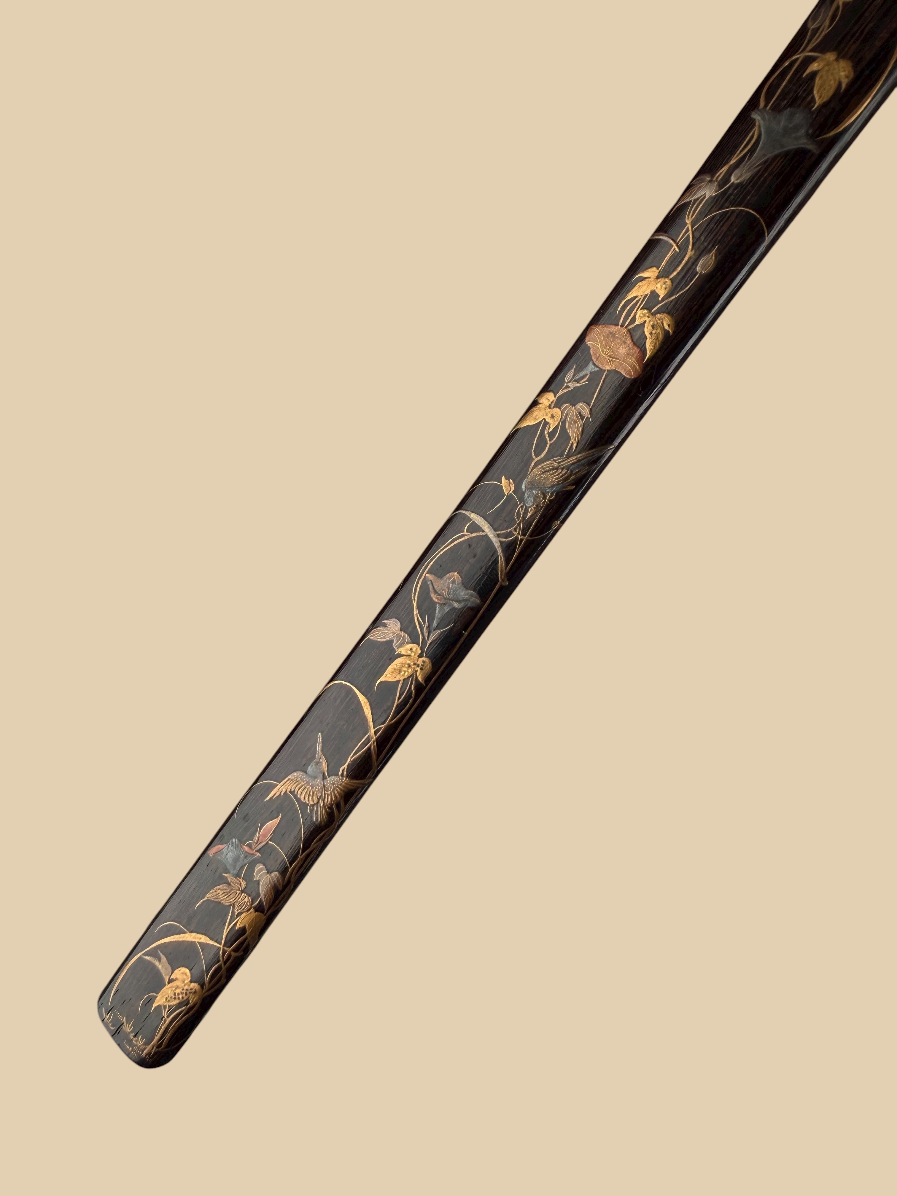 Set Of 4 Japanese Meiji Period Lacquered Hard Wood Scroll Holder