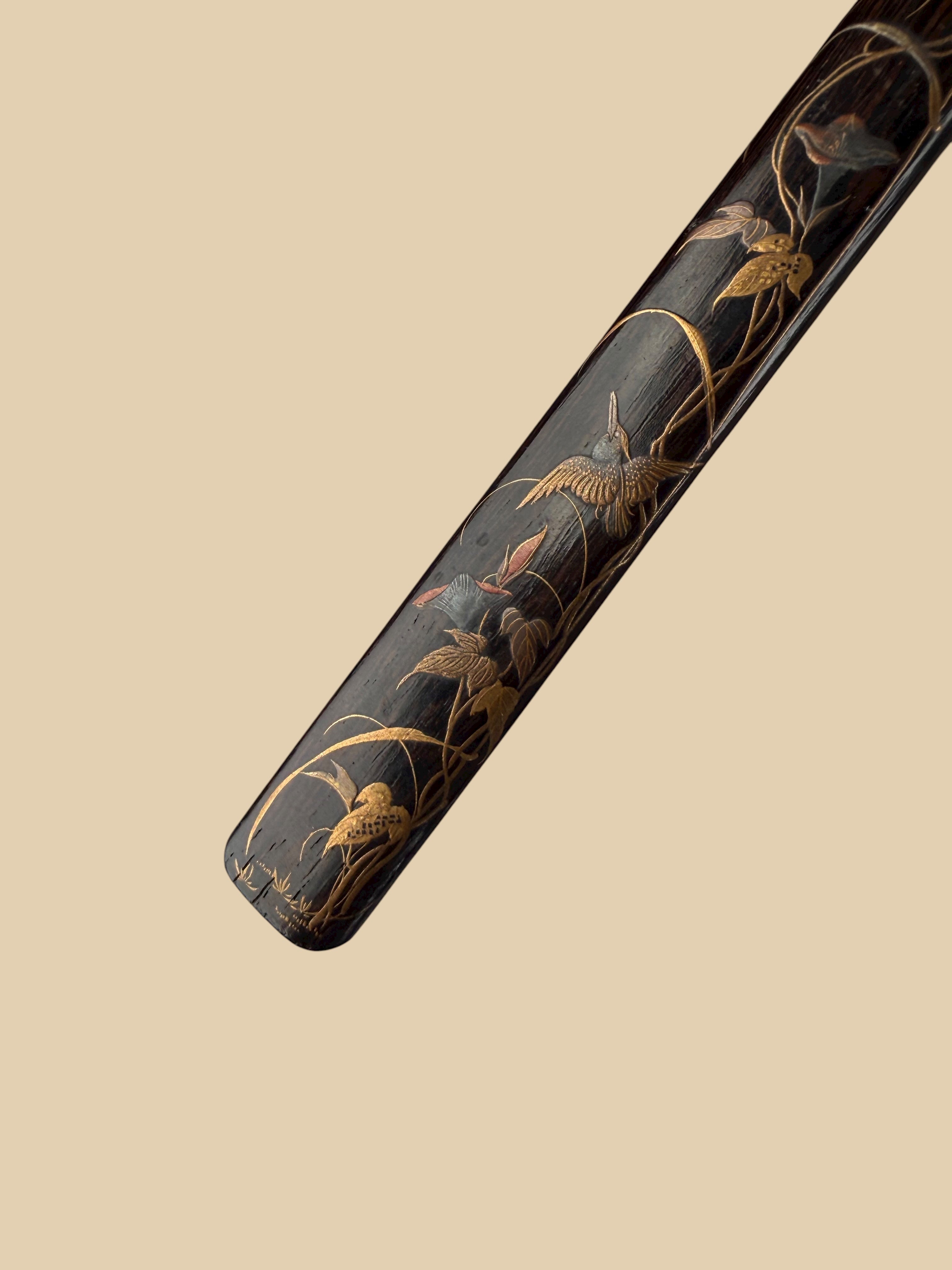 Set Of 4 Japanese Meiji Period Lacquered Hard Wood Scroll Holder