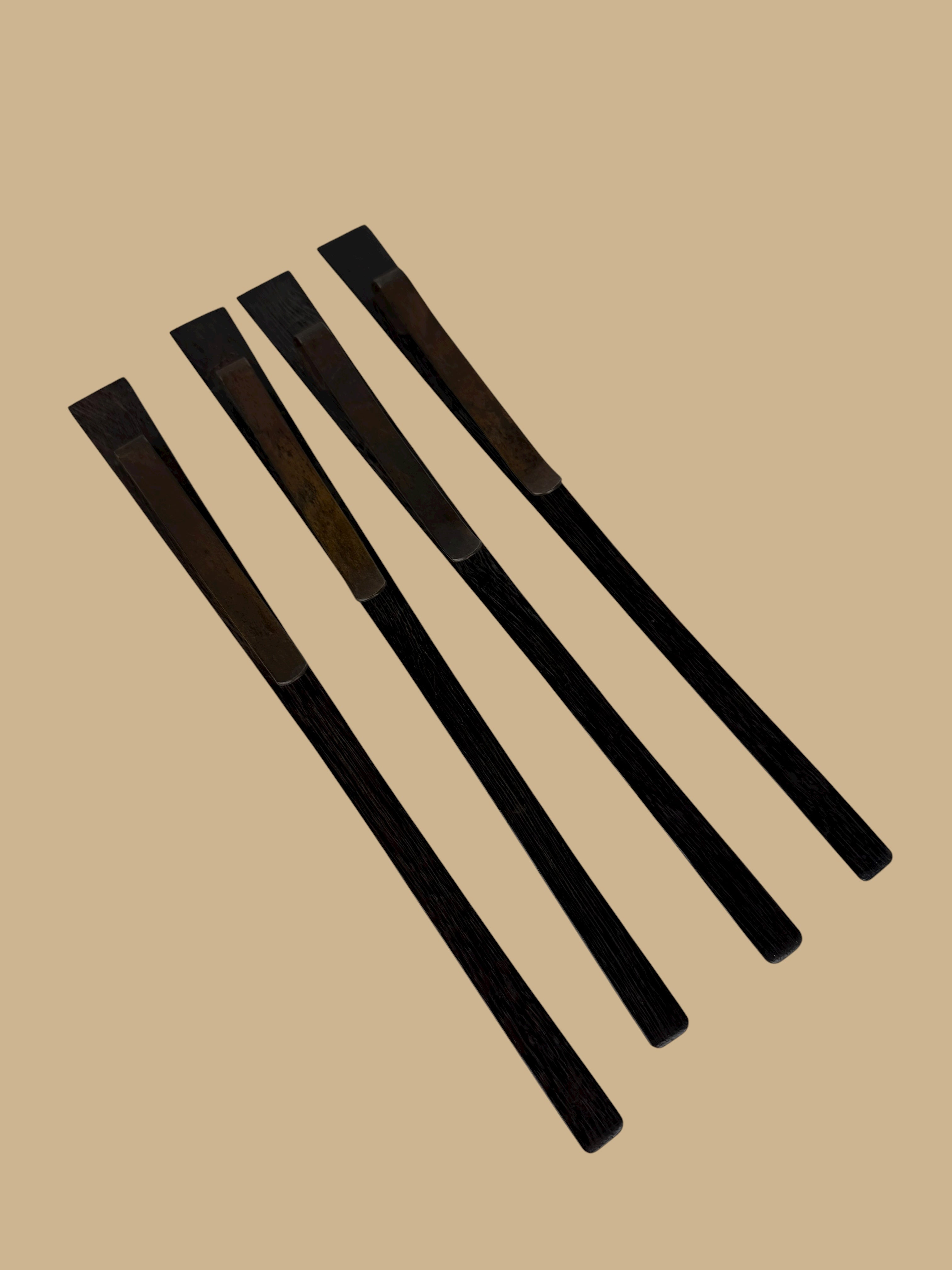 Set Of 4 Japanese Meiji Period Lacquered Hard Wood Scroll Holder