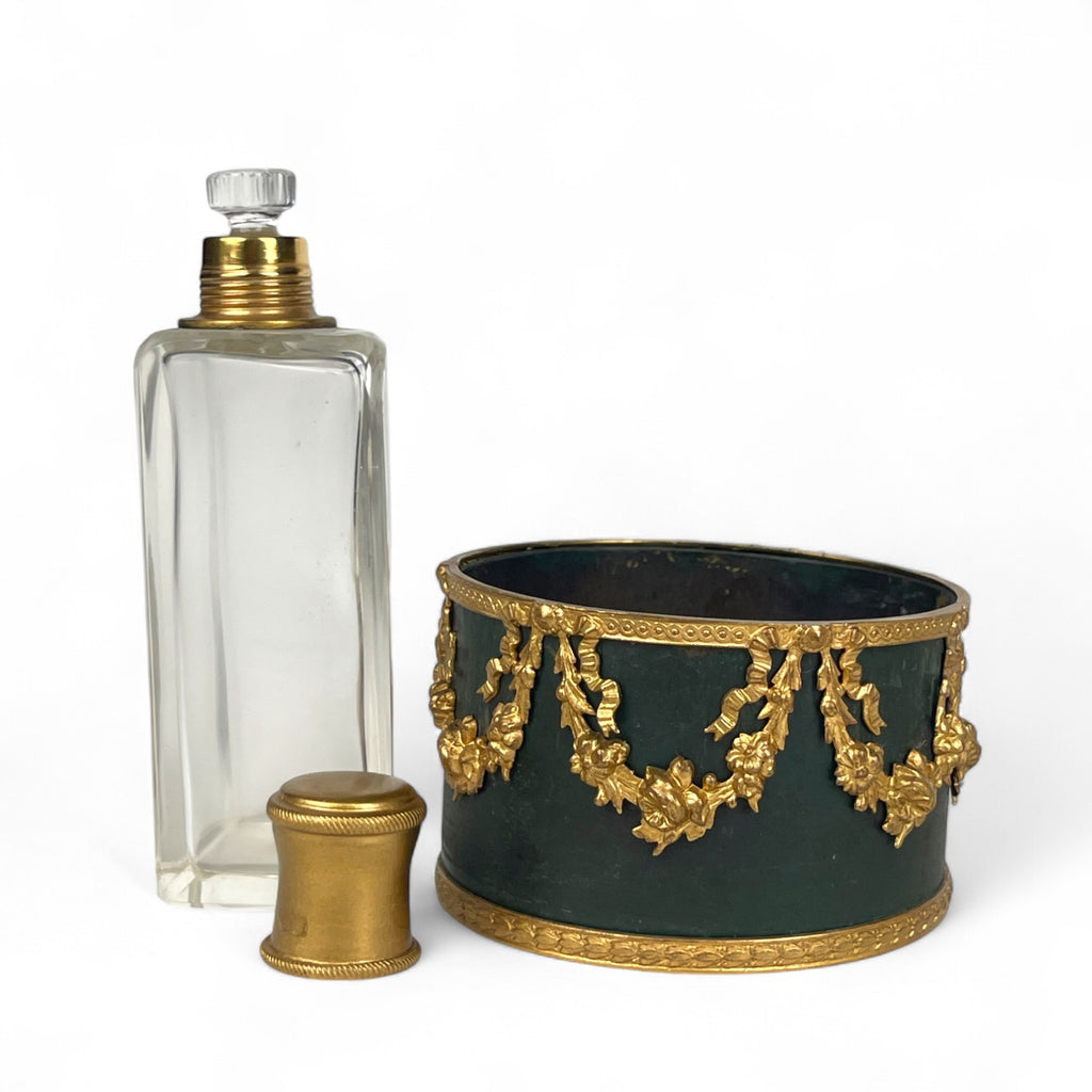 19th French Century Gilt & Patented Bronze & Crystal Perfume Bottles