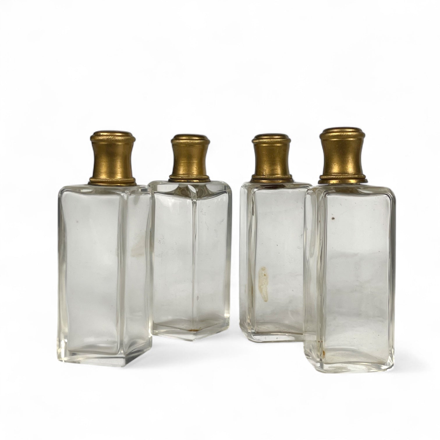 19th French Century Gilt & Patented Bronze & Crystal Perfume Bottles