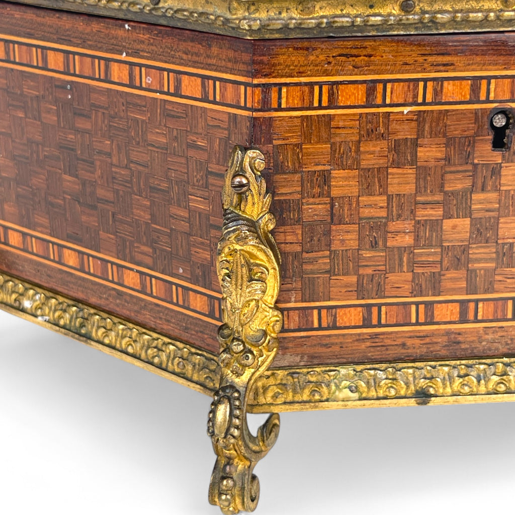 A 19th Century French Ormolu Mounted Parquetry Jewelry Box By Maison Boissier