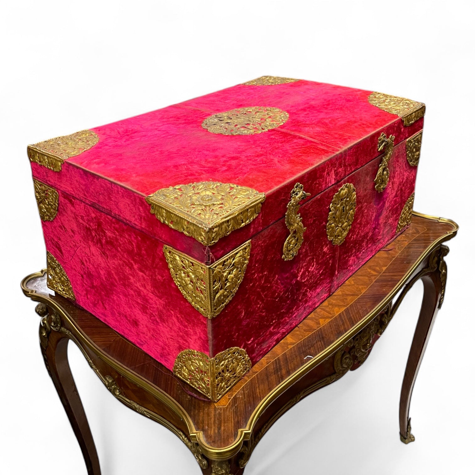 19th Century American E. F. Caldwell & Co Ormolu Mounted Velvet Wooden Box