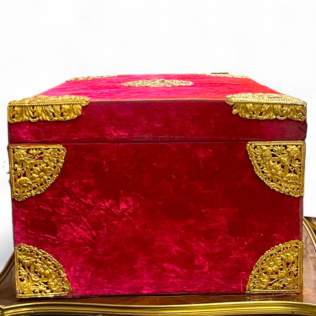 19th Century American E. F. Caldwell & Co Ormolu Mounted Velvet Wooden Box