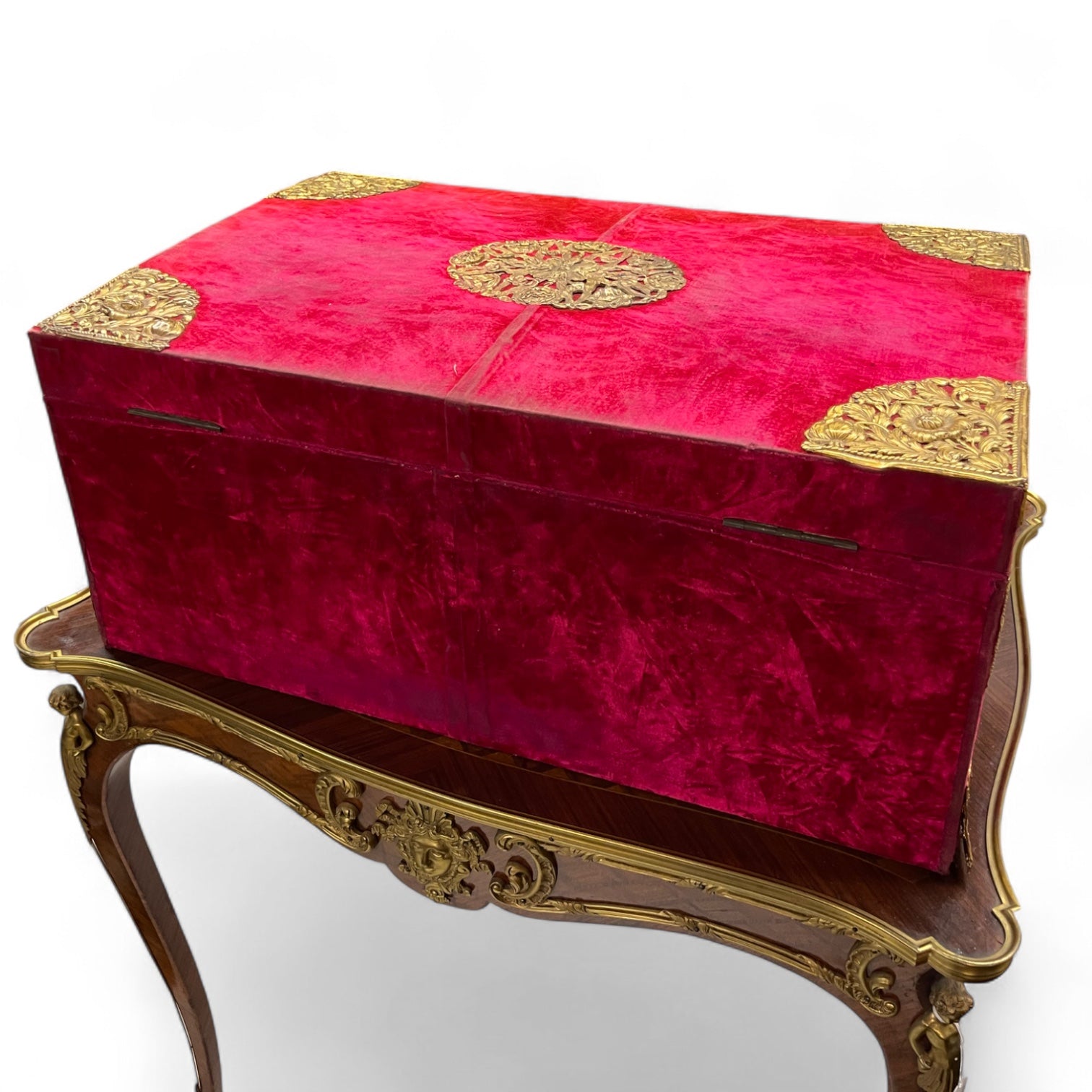 19th Century American E. F. Caldwell & Co Ormolu Mounted Velvet Wooden Box