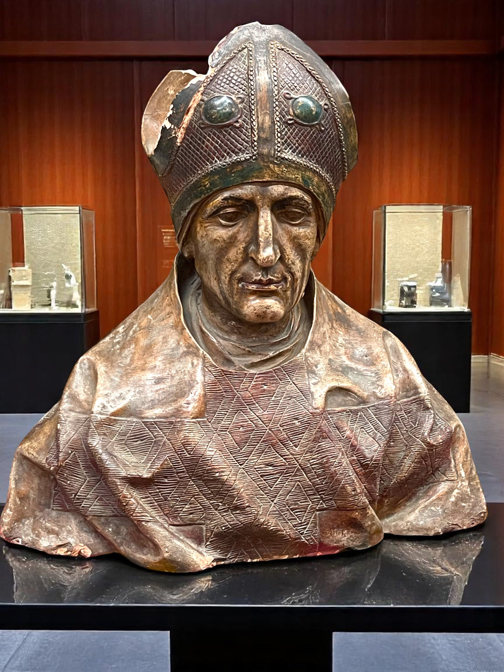 18-19th Century Terra Cotta Bust Sculpture of a Bishop Sealed With Wax Seal