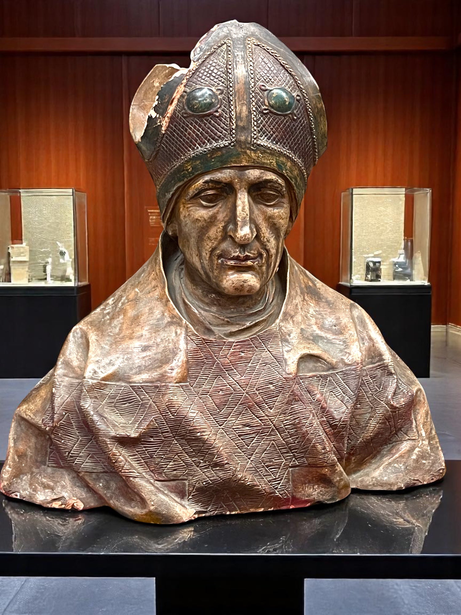 18-19th Century Terra Cotta Bust Sculpture of a Bishop Sealed With Wax Seal