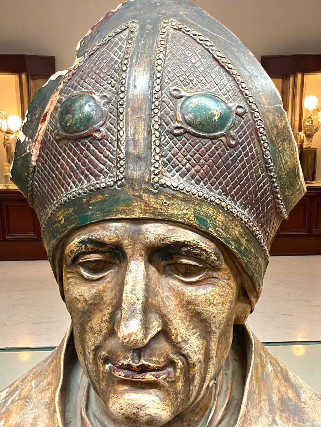 18-19th Century Terra Cotta Bust Sculpture of a Bishop Sealed With Wax Seal