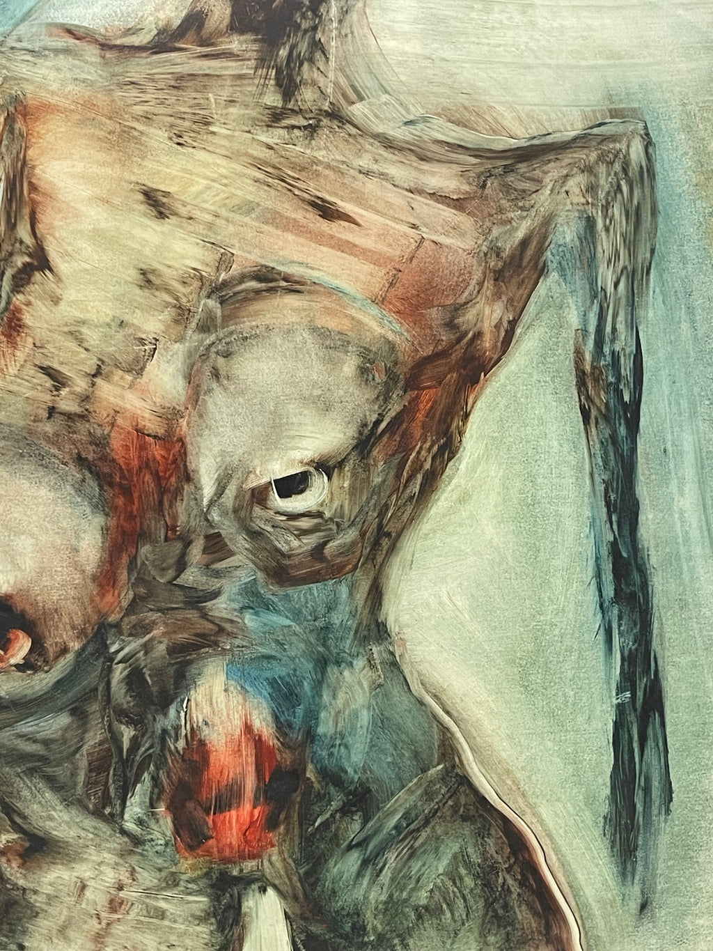 A Pair of Large Abstract Watercolor Paintings of a Nude Couple