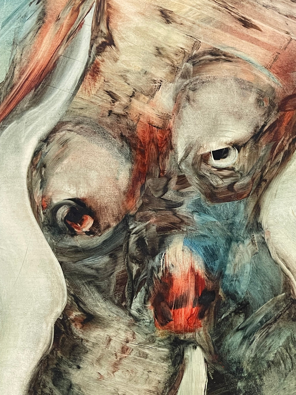 A Pair of Large Abstract Watercolor Paintings of a Nude Couple