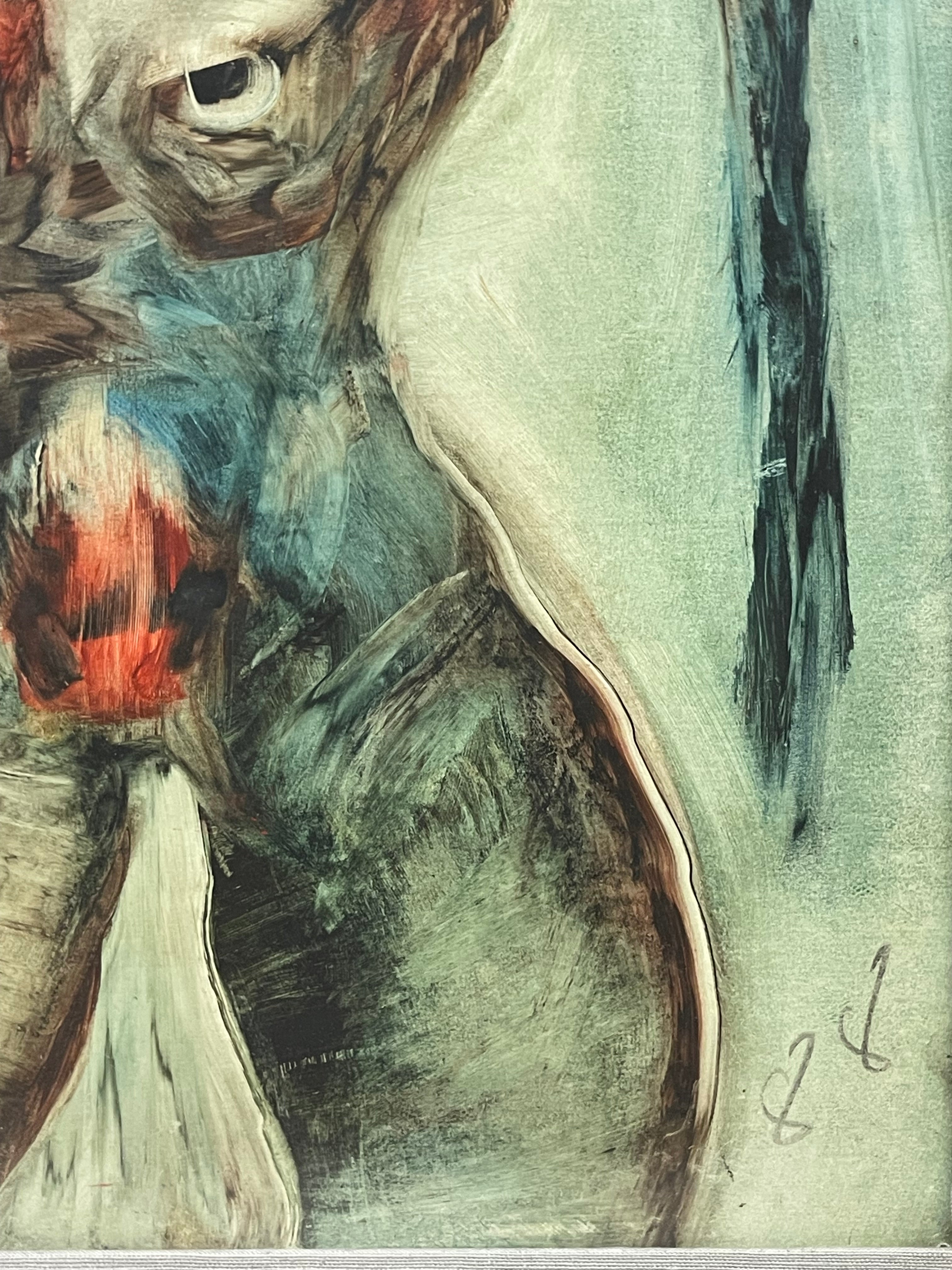 A Pair of Large Abstract Watercolor Paintings of a Nude Couple
