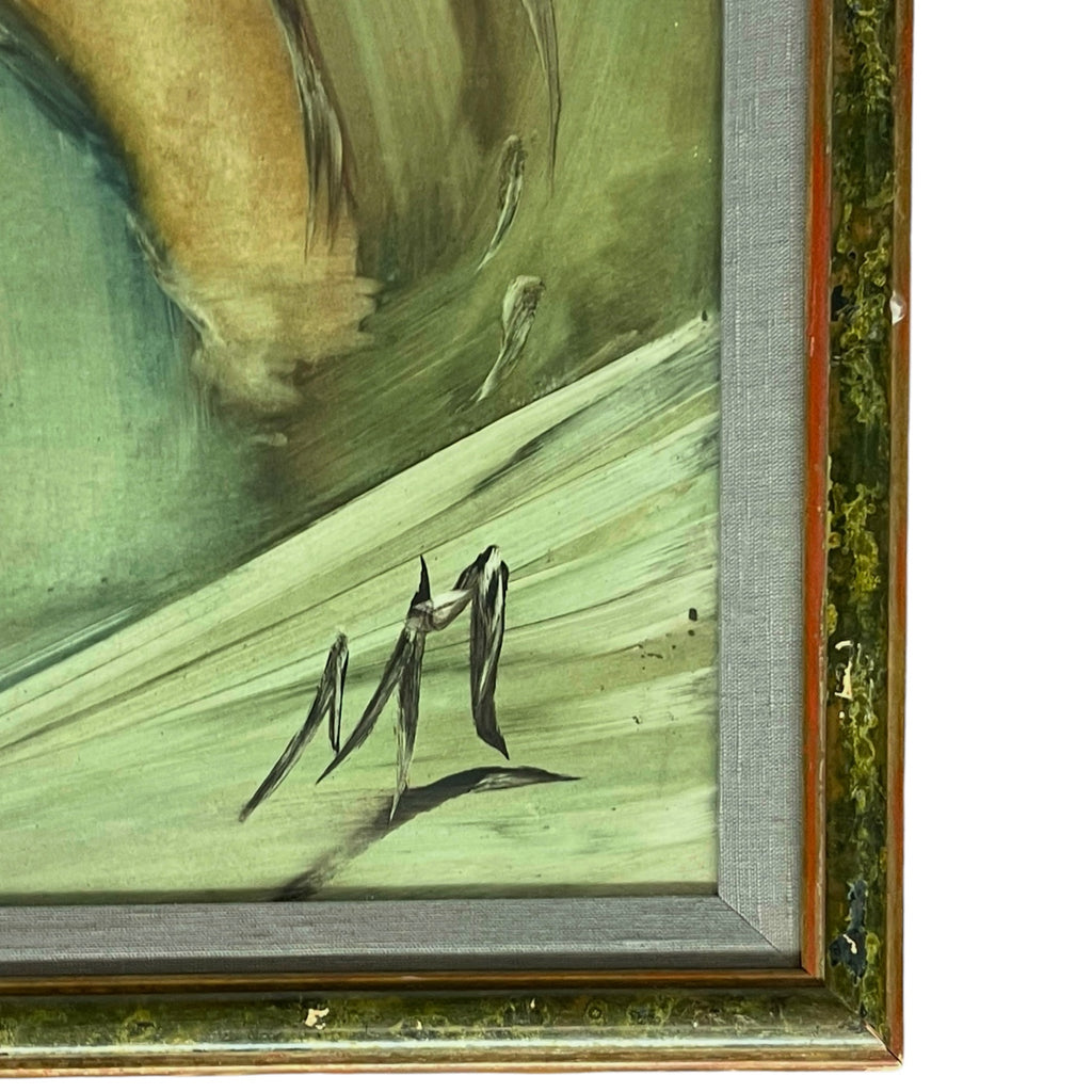 A Pair of Large Abstract Watercolor Paintings of a Nude Couple