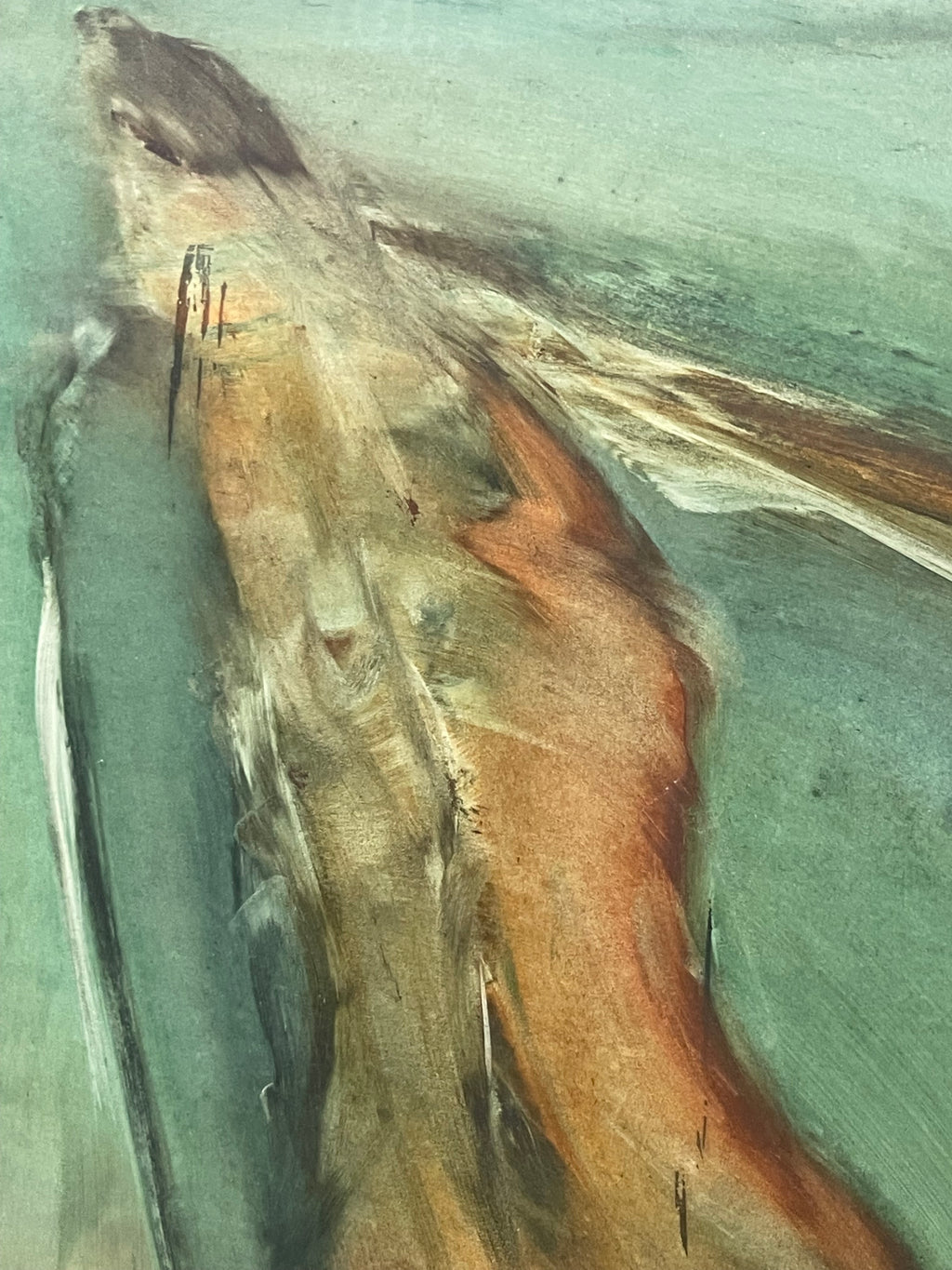 A Pair of Large Abstract Watercolor Paintings of a Nude Couple