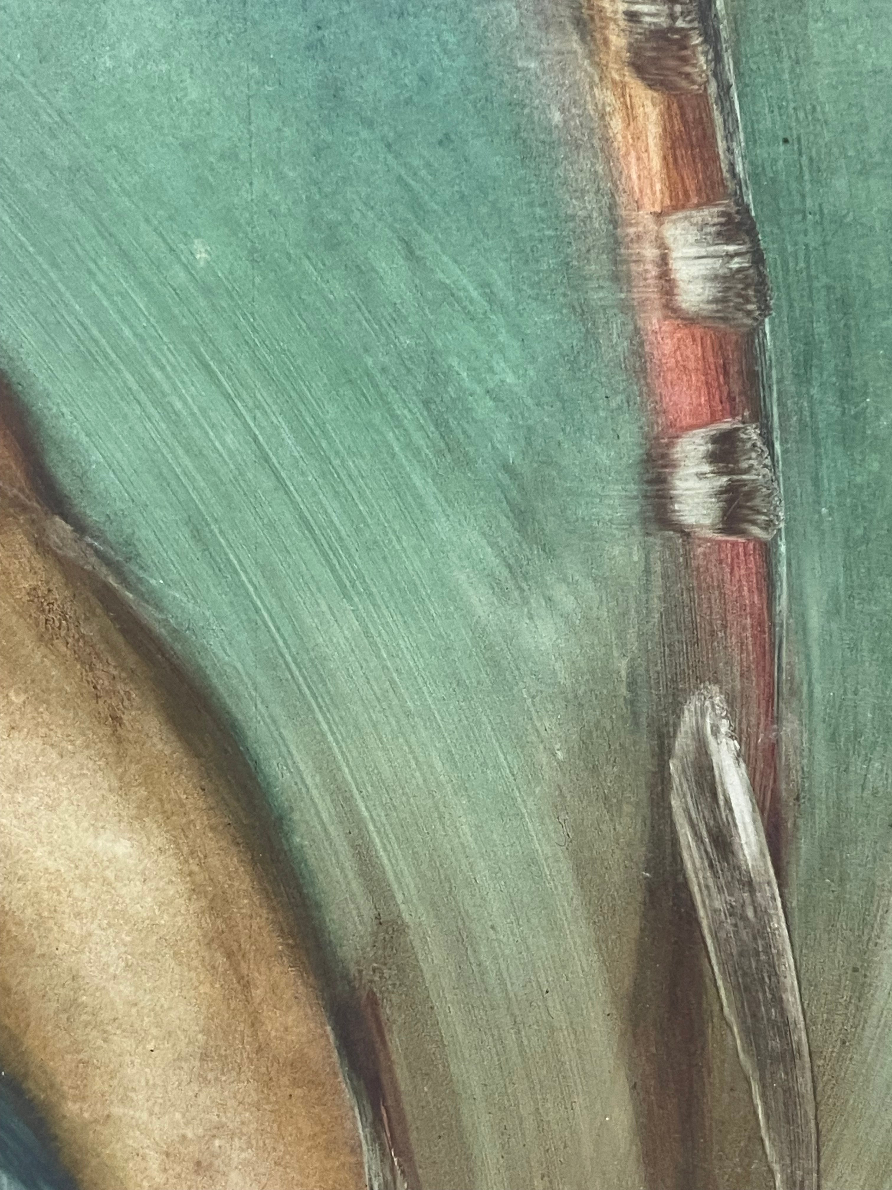 A Pair of Large Abstract Watercolor Paintings of a Nude Couple