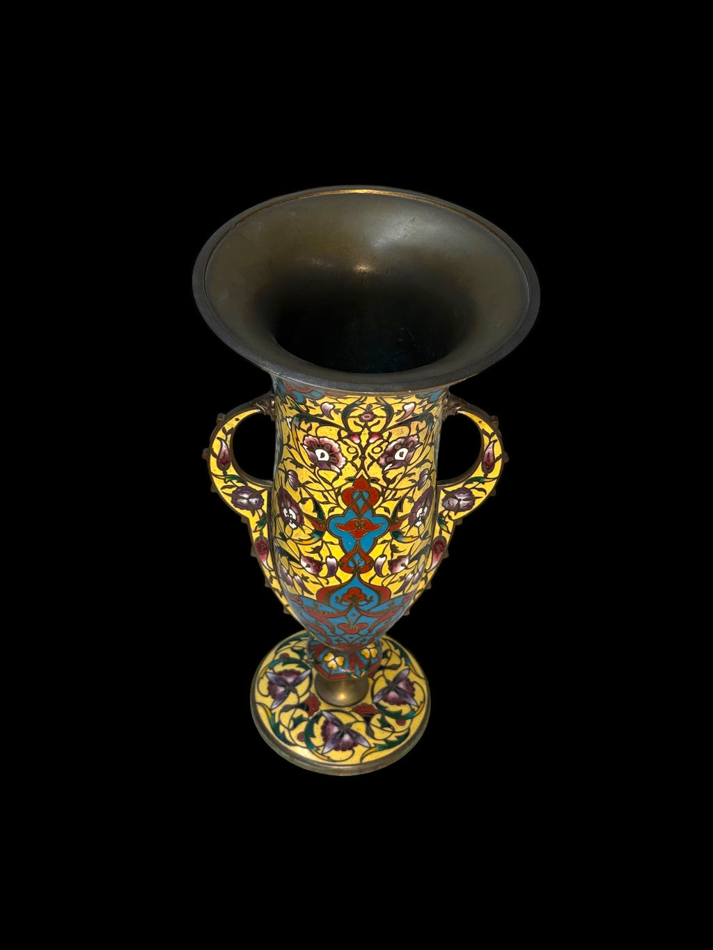 A Large 19th Century. French Champleve Enamel and Bronze Vase By Barbedienne