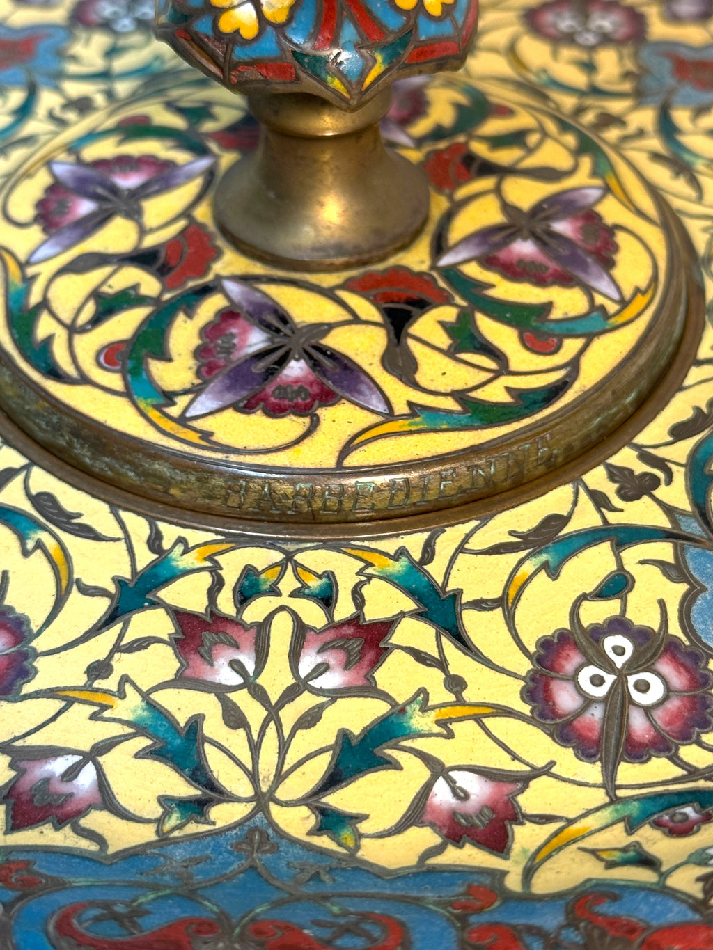 A Large 19th Century. French Champleve Enamel and Bronze Vase By Barbedienne
