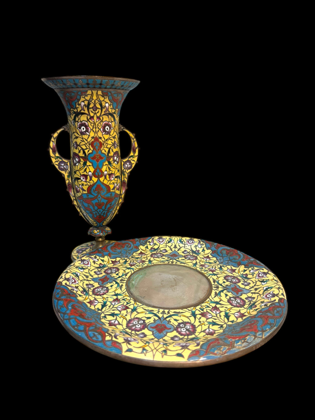 A Large 19th Century. French Champleve Enamel and Bronze Vase By Barbedienne