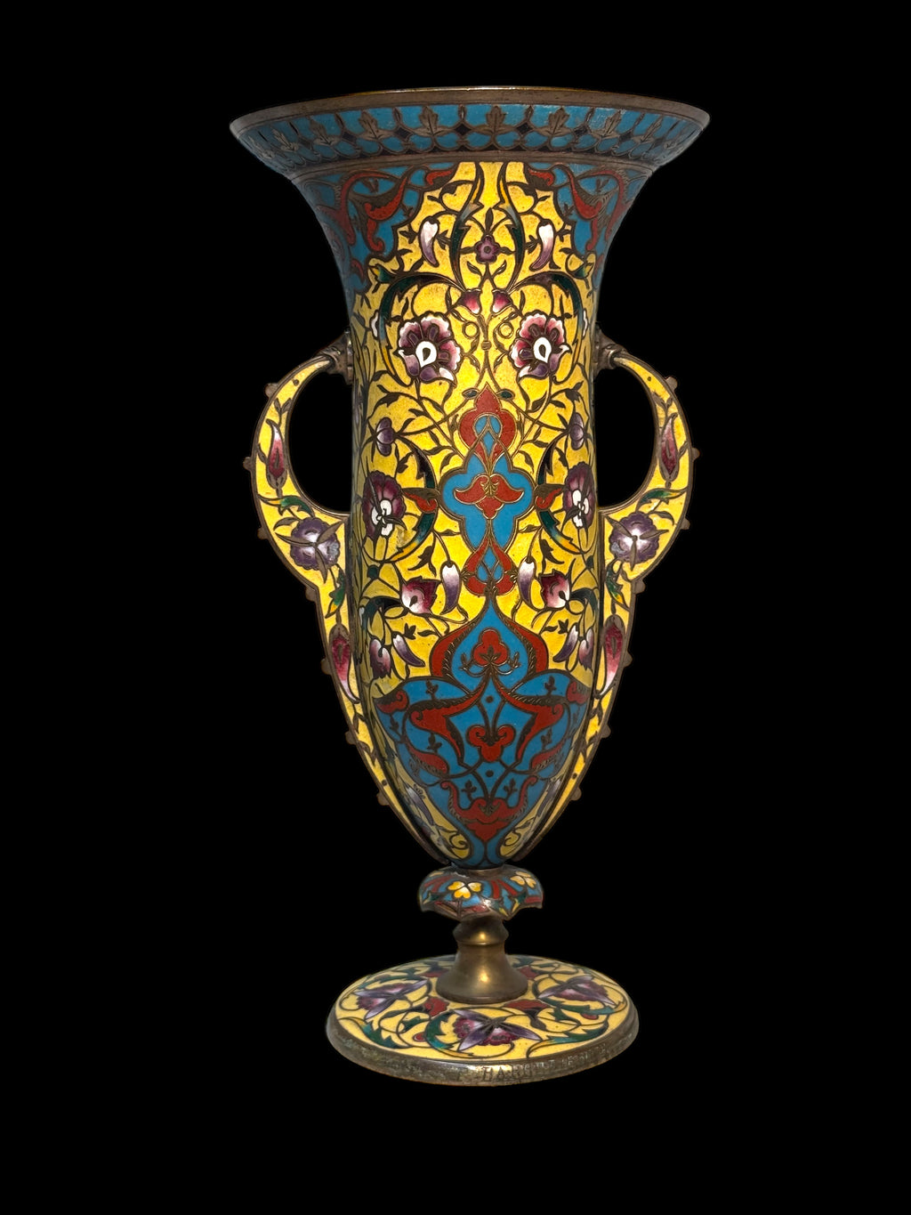 A Large 19th Century. French Champleve Enamel and Bronze Vase By Barbedienne