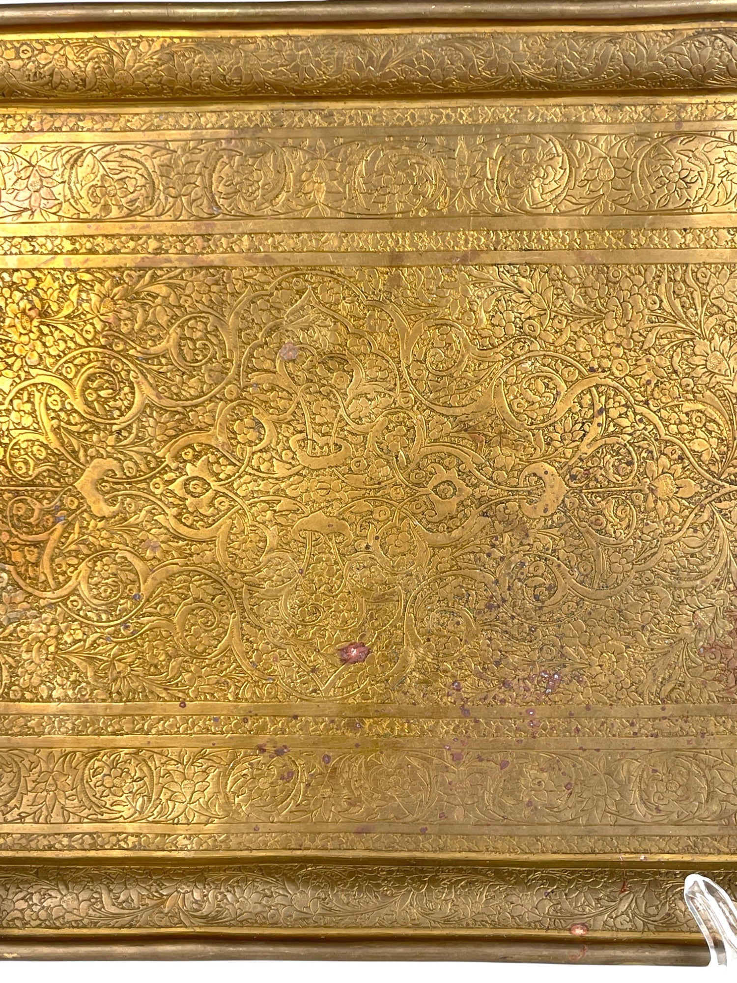 19th Century Persian Qajar Handmade Brass Tray