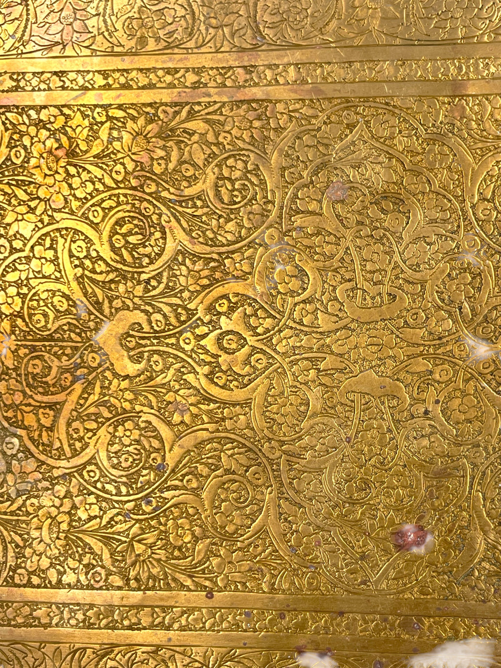 19th Century Persian Qajar Handmade Brass Tray