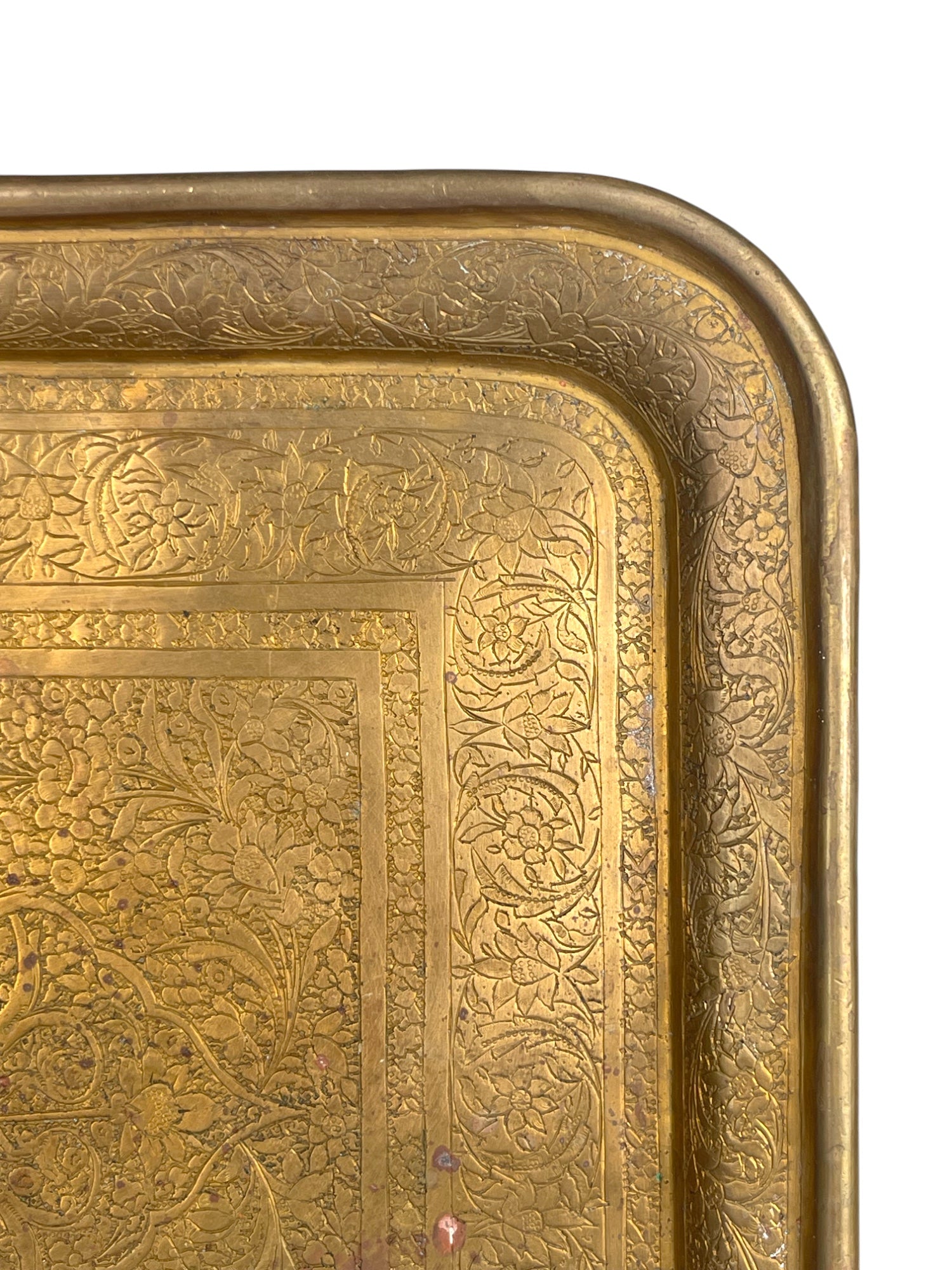 19th Century Persian Qajar Handmade Brass Tray