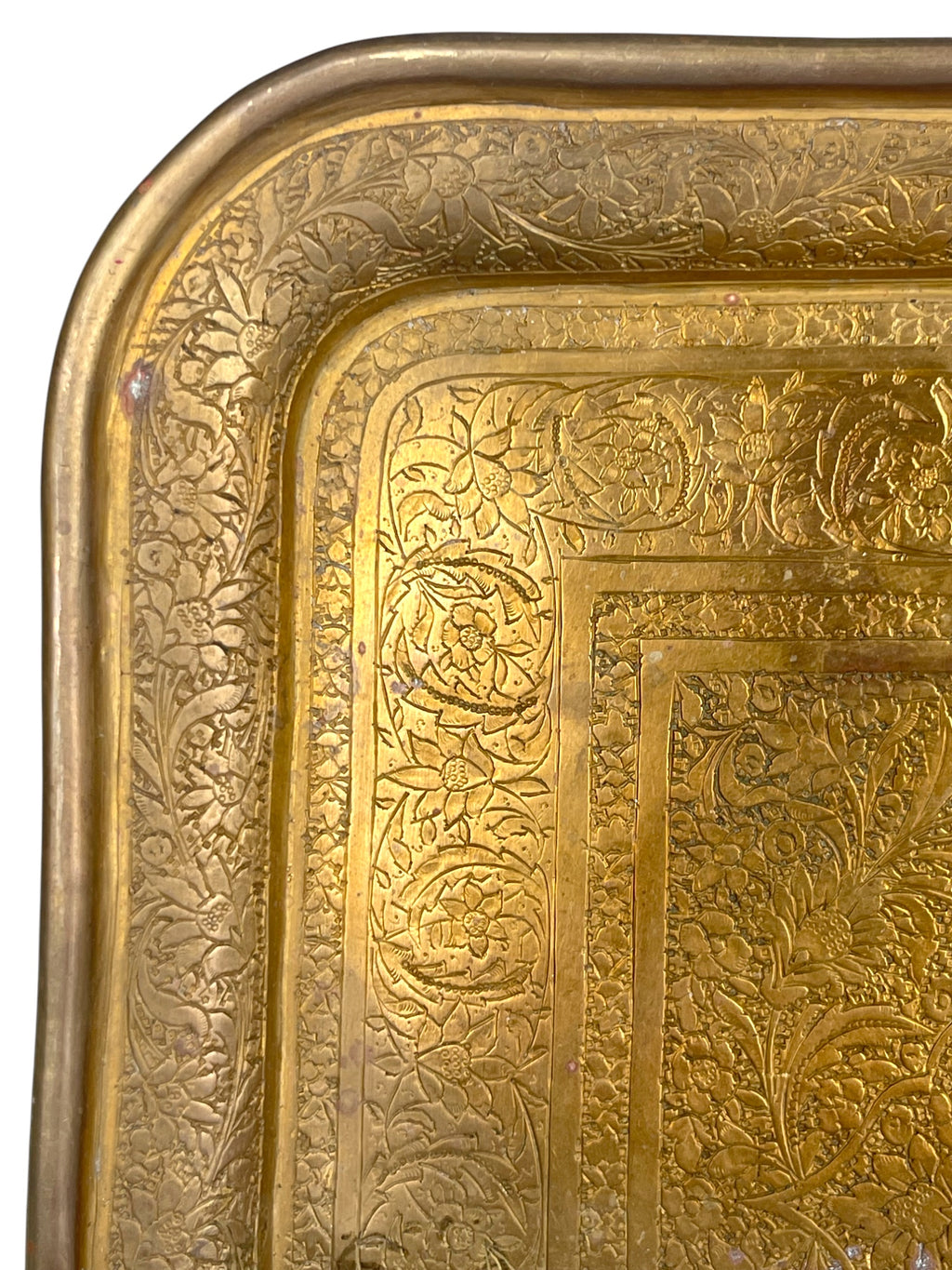 19th Century Persian Qajar Handmade Brass Tray