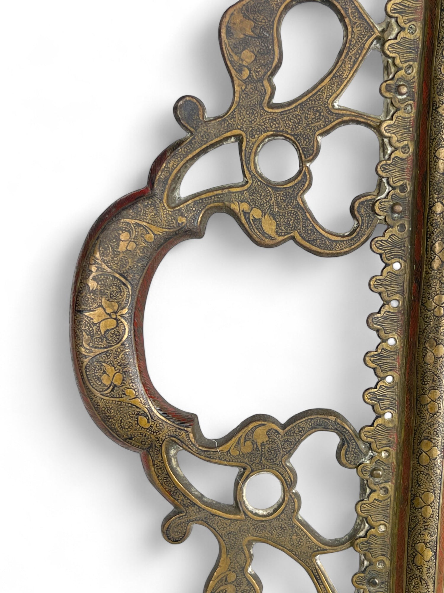 A Middle Eastern Handmade Hand Hammered Cold Enameled Tray