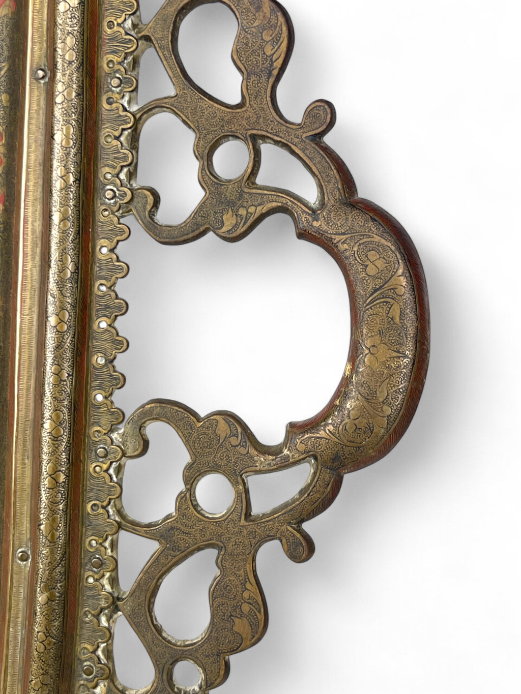 A Middle Eastern Handmade Hand Hammered Cold Enameled Tray