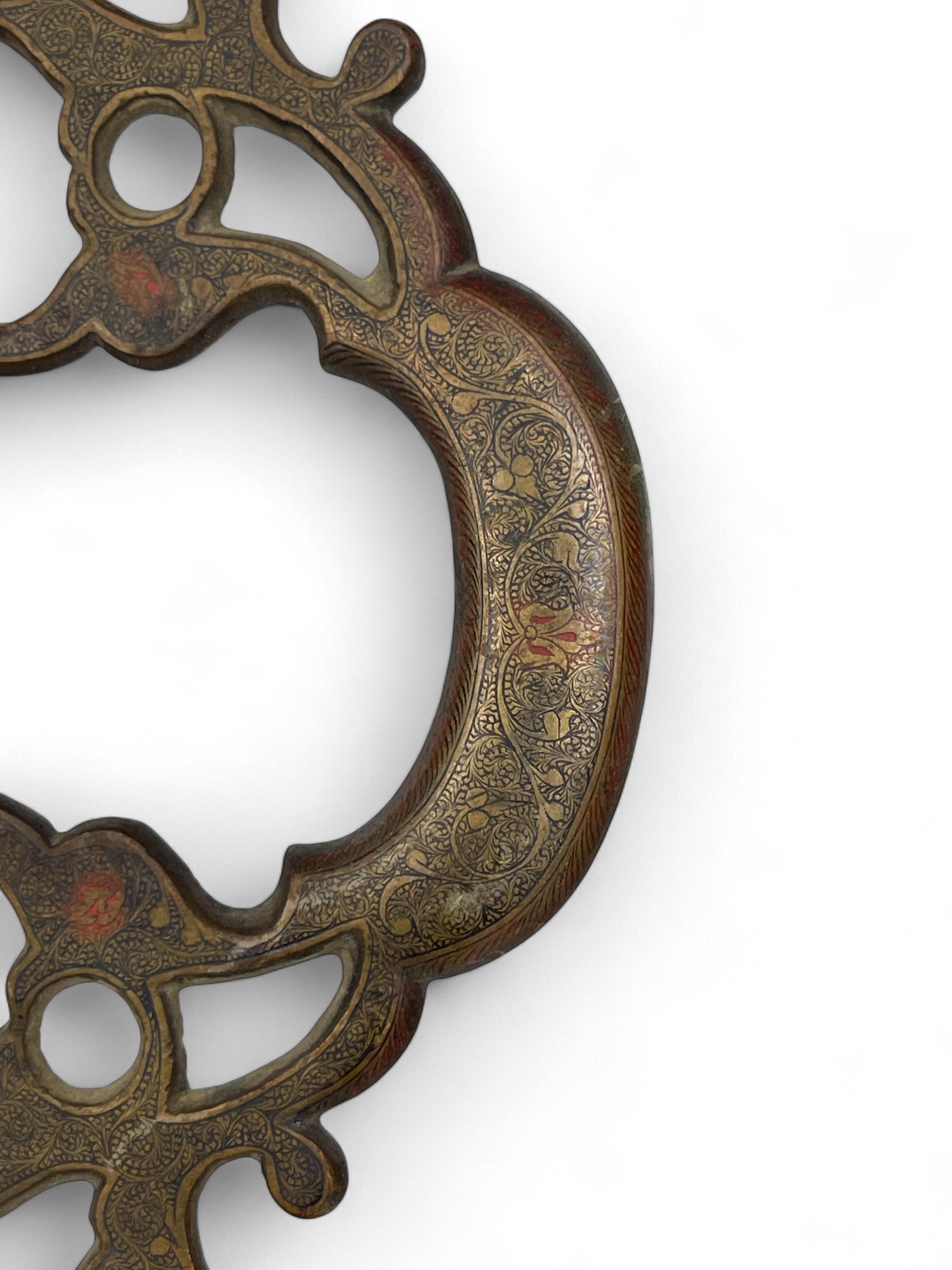 A Middle Eastern Handmade Hand Hammered Cold Enameled Tray