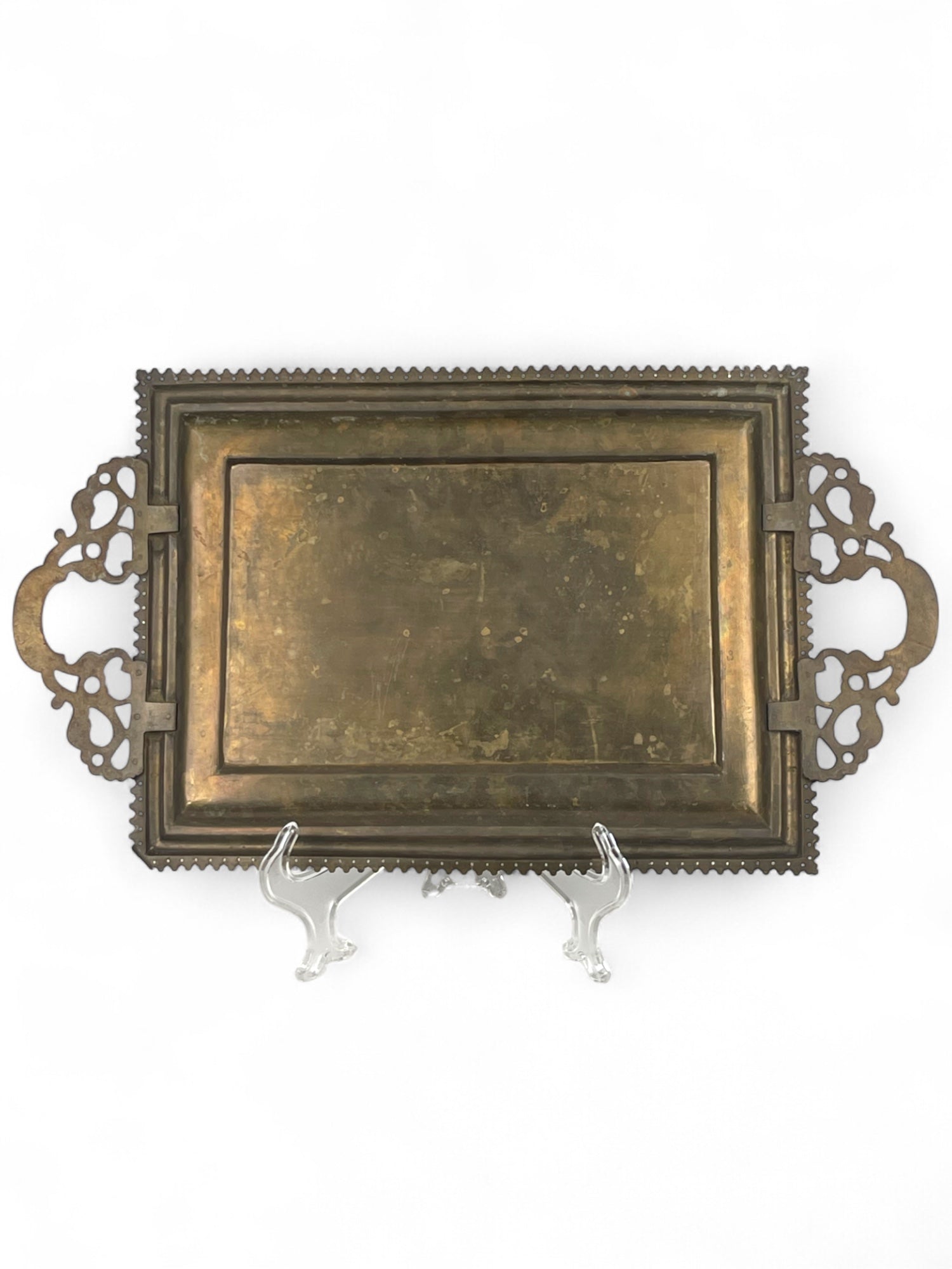 A Middle Eastern Handmade Hand Hammered Cold Enameled Tray