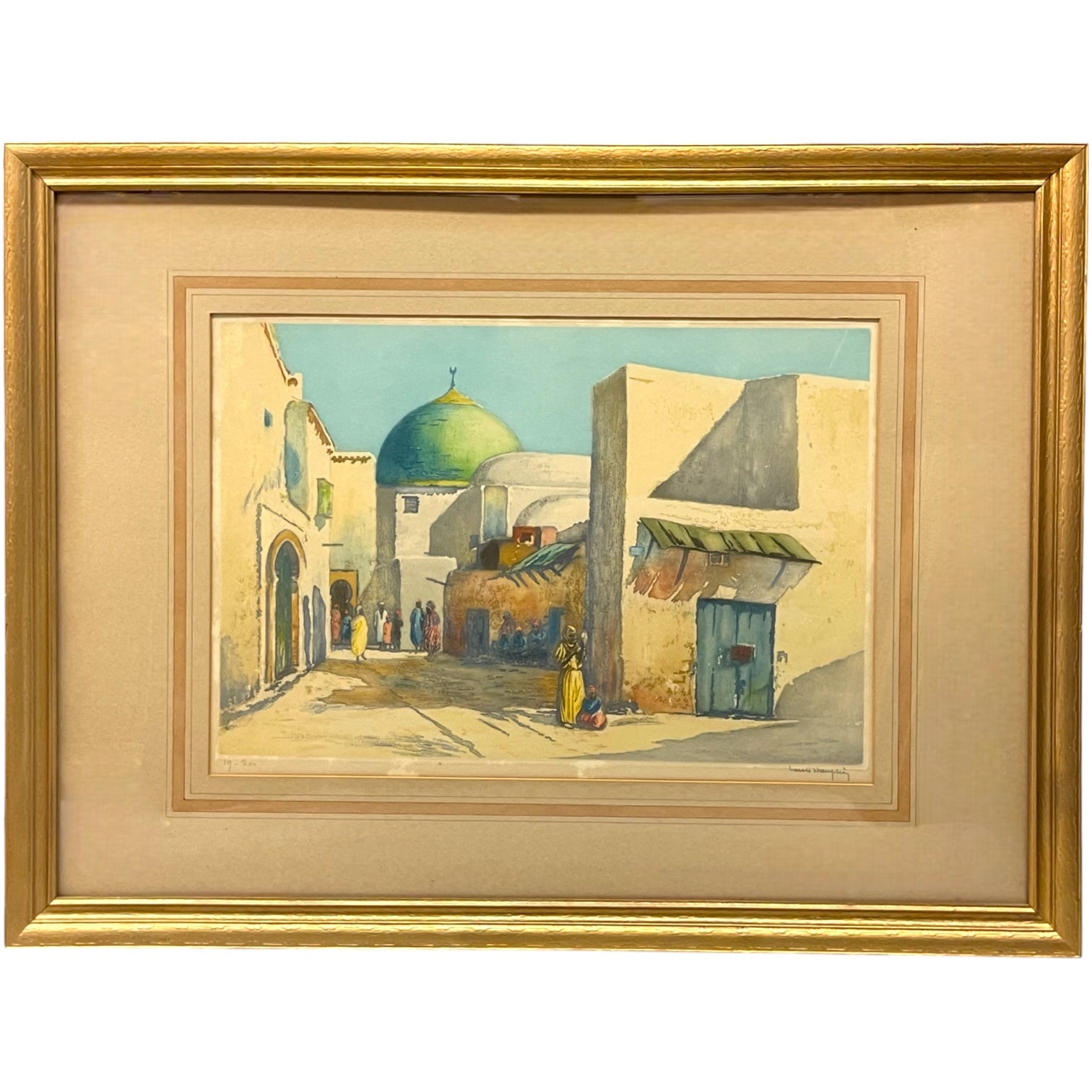An Orientalist Watercolor Accent Lithograph Signed & Numbered