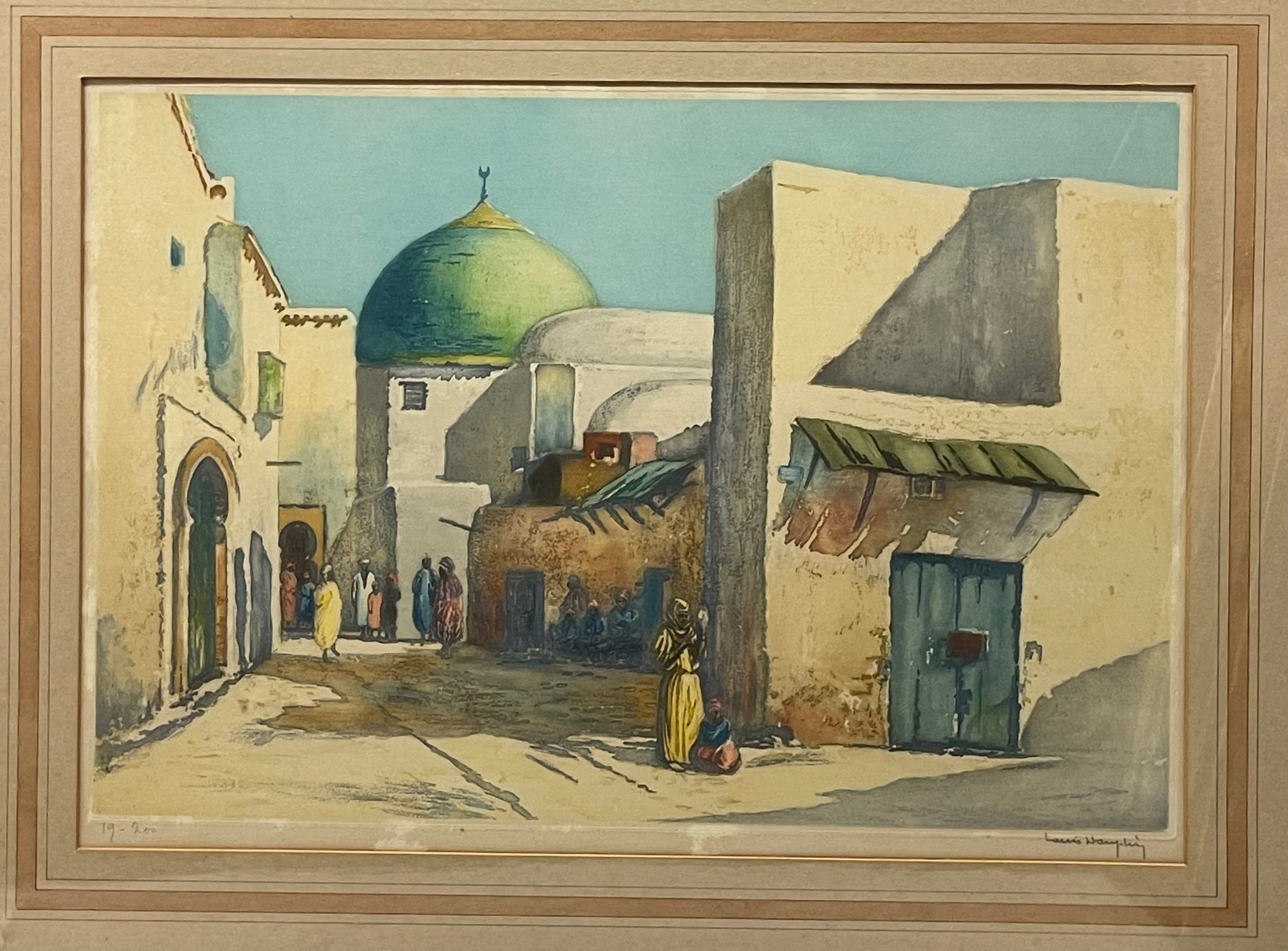 An Orientalist Watercolor Accent Lithograph Signed & Numbered