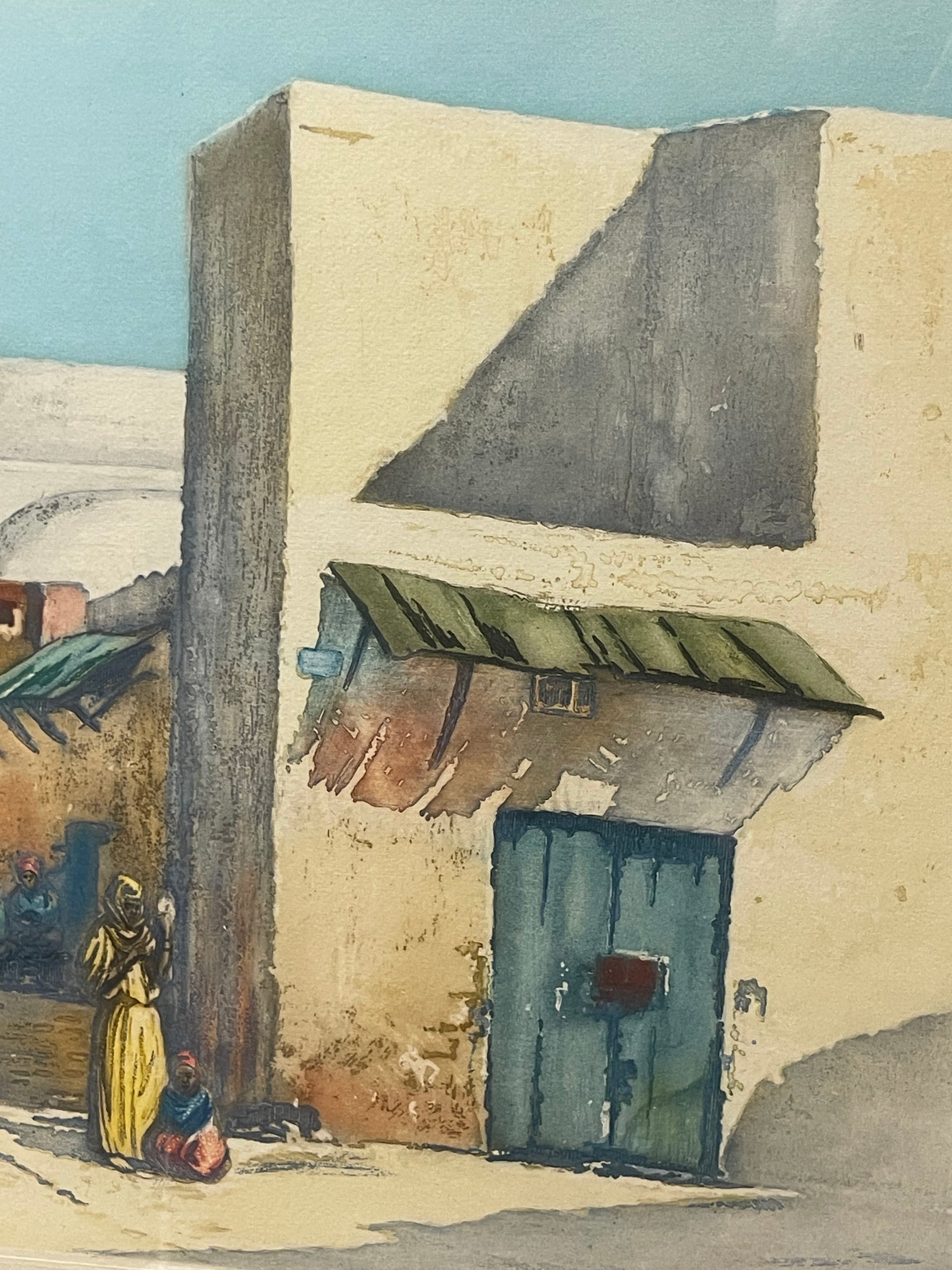 An Orientalist Watercolor Accent Lithograph Signed & Numbered